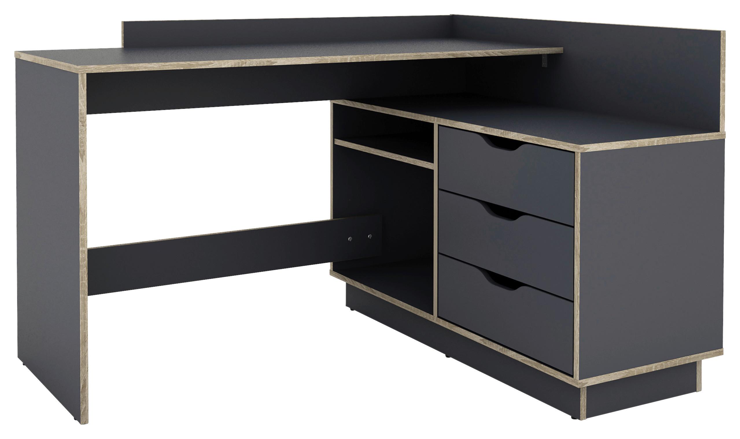 Eckschreibtisch Belfast Anthrazit/Eichefarben - Eichefarben/Anthrazit, LIFESTYLE, Holzwerkstoff (129/105/84cm) - MID.YOU