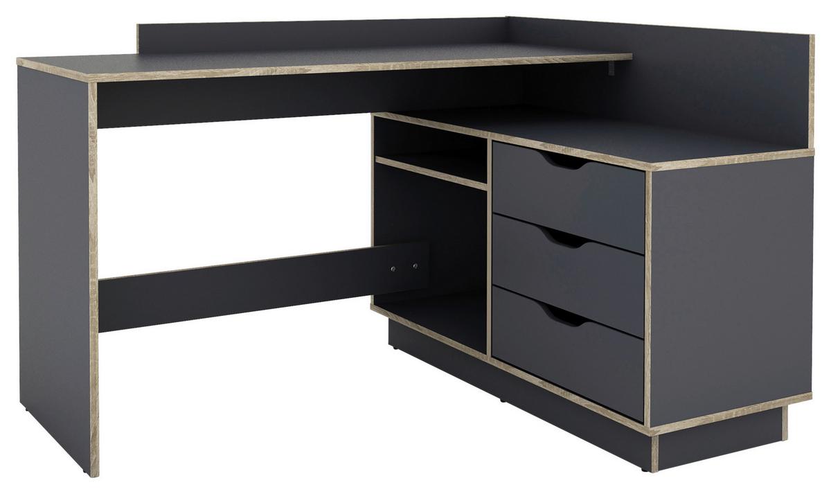 Eckschreibtisch Belfast Anthrazit/Eichefarben - Eichefarben/Anthrazit, LIFESTYLE, Holzwerkstoff (129/105/84cm) - MID.YOU
