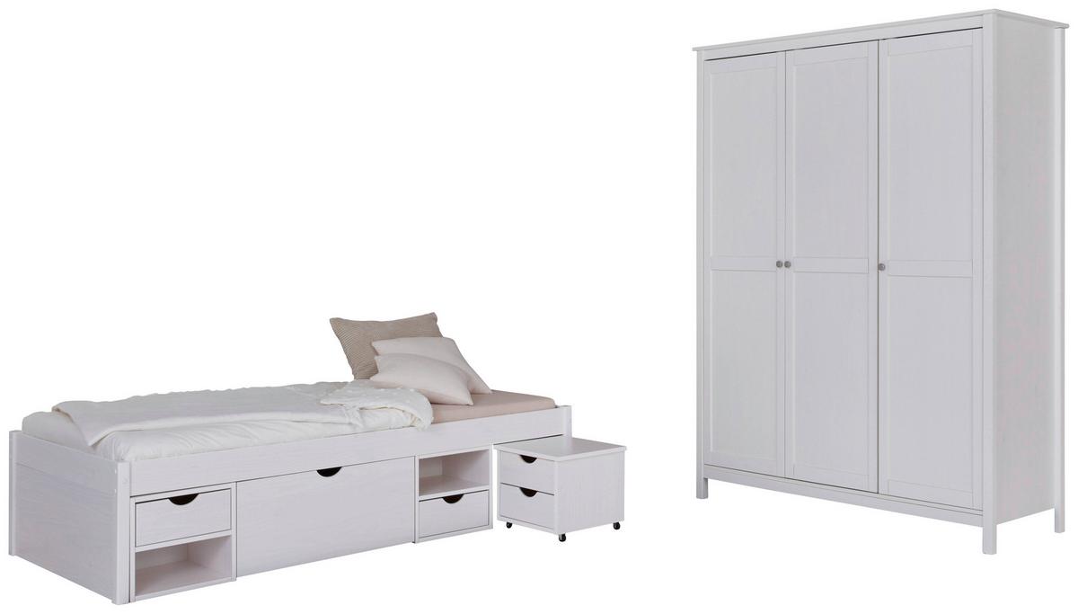 Einzelzimmer TILL 90 in Echtholz Kiefer, Weiß - Weiß/Naturfarben, MODERN, Holz - MID.YOU