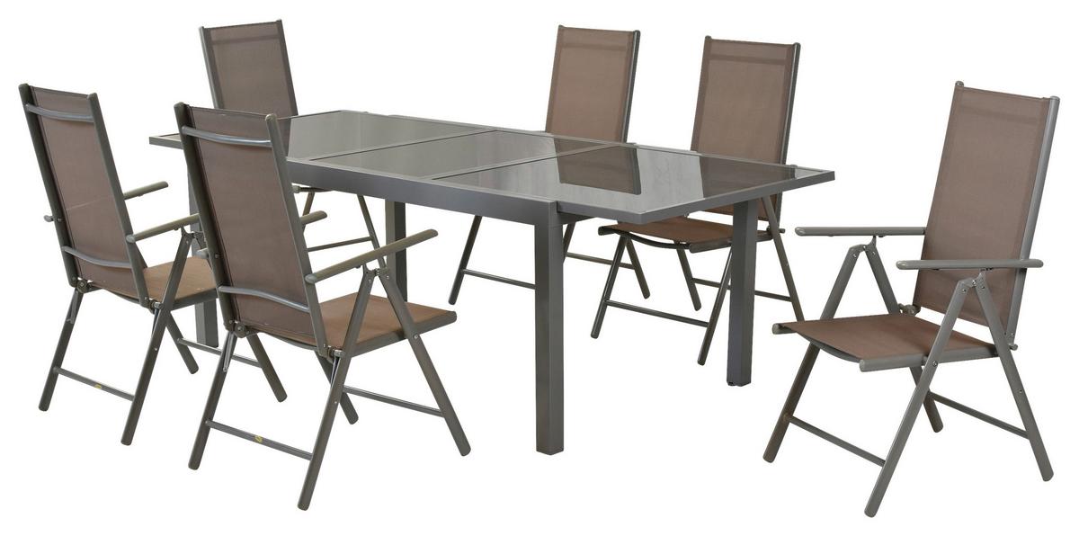 GARTENSET AMALFI - Taupe/Silberfarben, MODERN, Textil/Metall - Gardenson