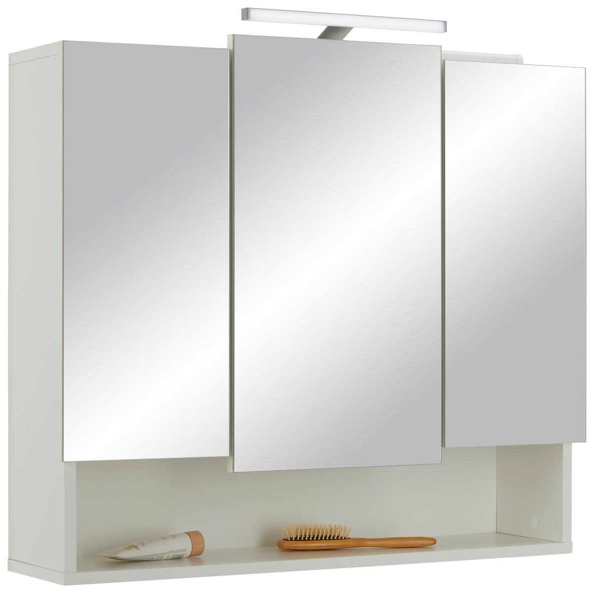 Spiegelschrank aus Glas in Weiss - Glas/Holzwerkstoff (80/70/22cm) - Mömax