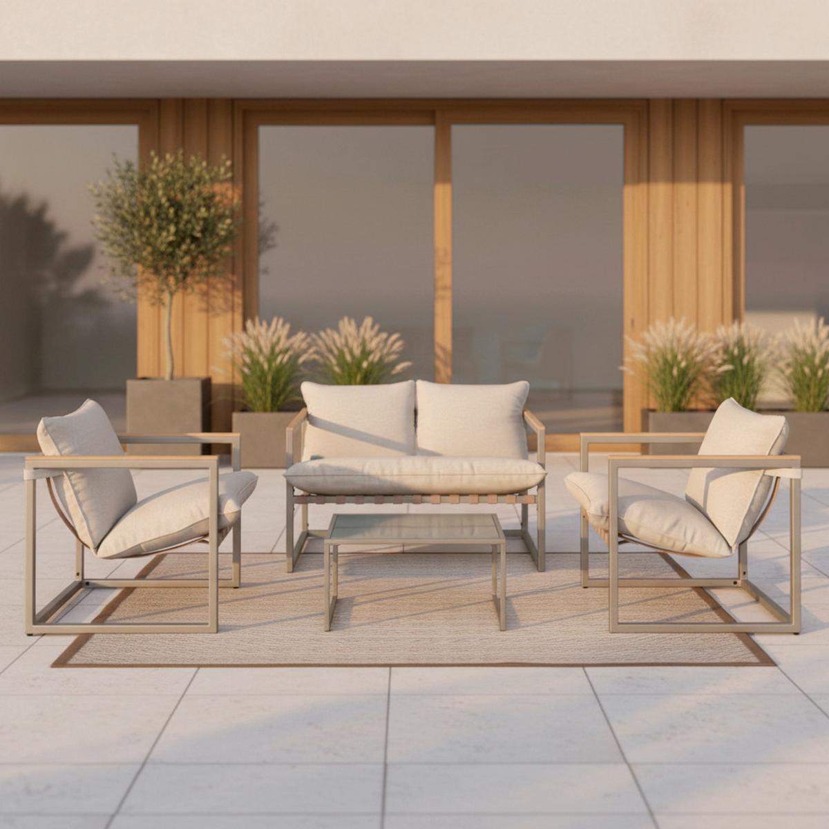 Vrtna Garnitura Lara - siva/krem, Moderno, staklo/metal (114cm) - Bessagi Garden