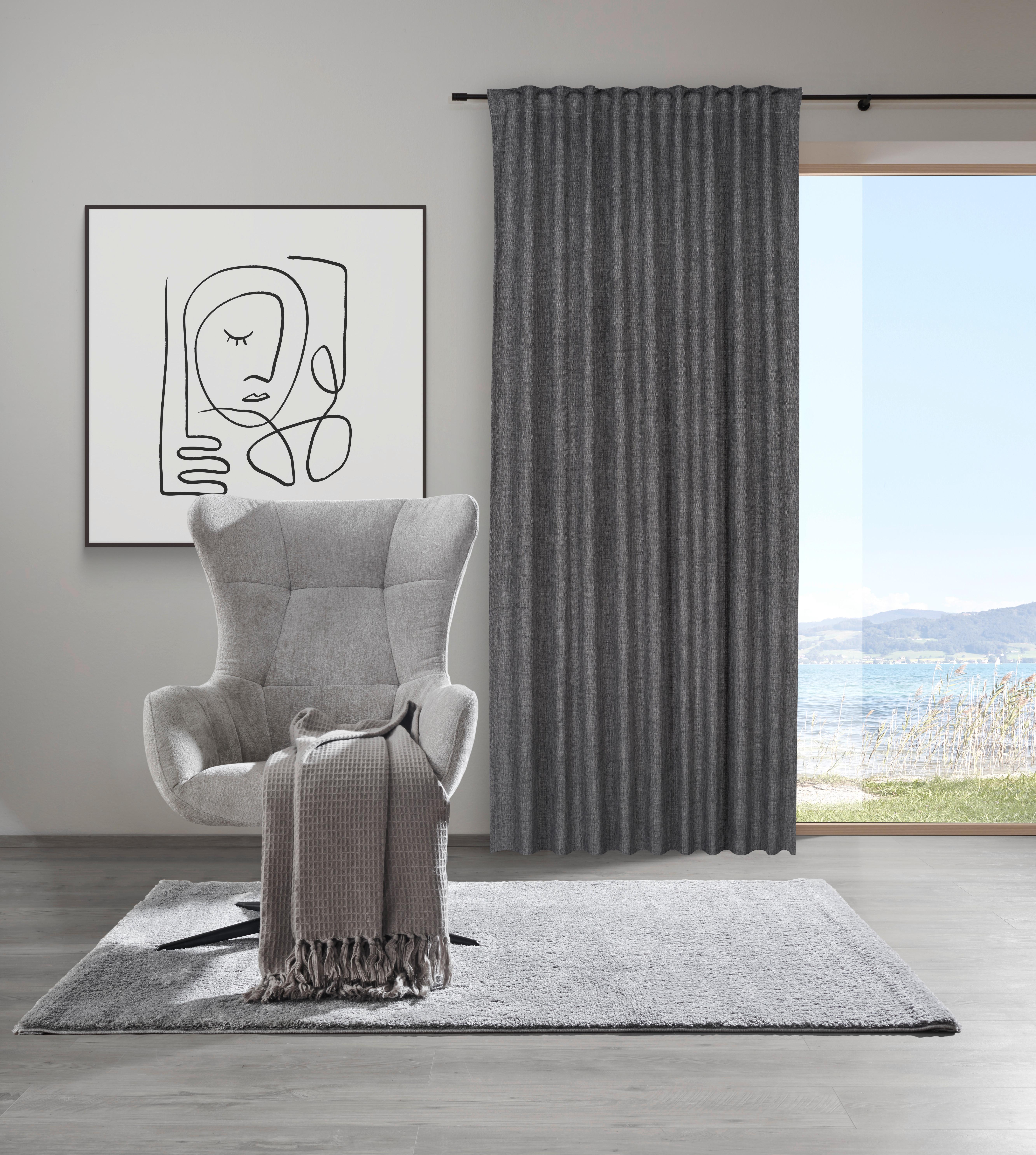 Fertigvorhang Leo Grau ca. 135x300cm - Grau, MODERN, Textil (135/300cm) - Premium Living