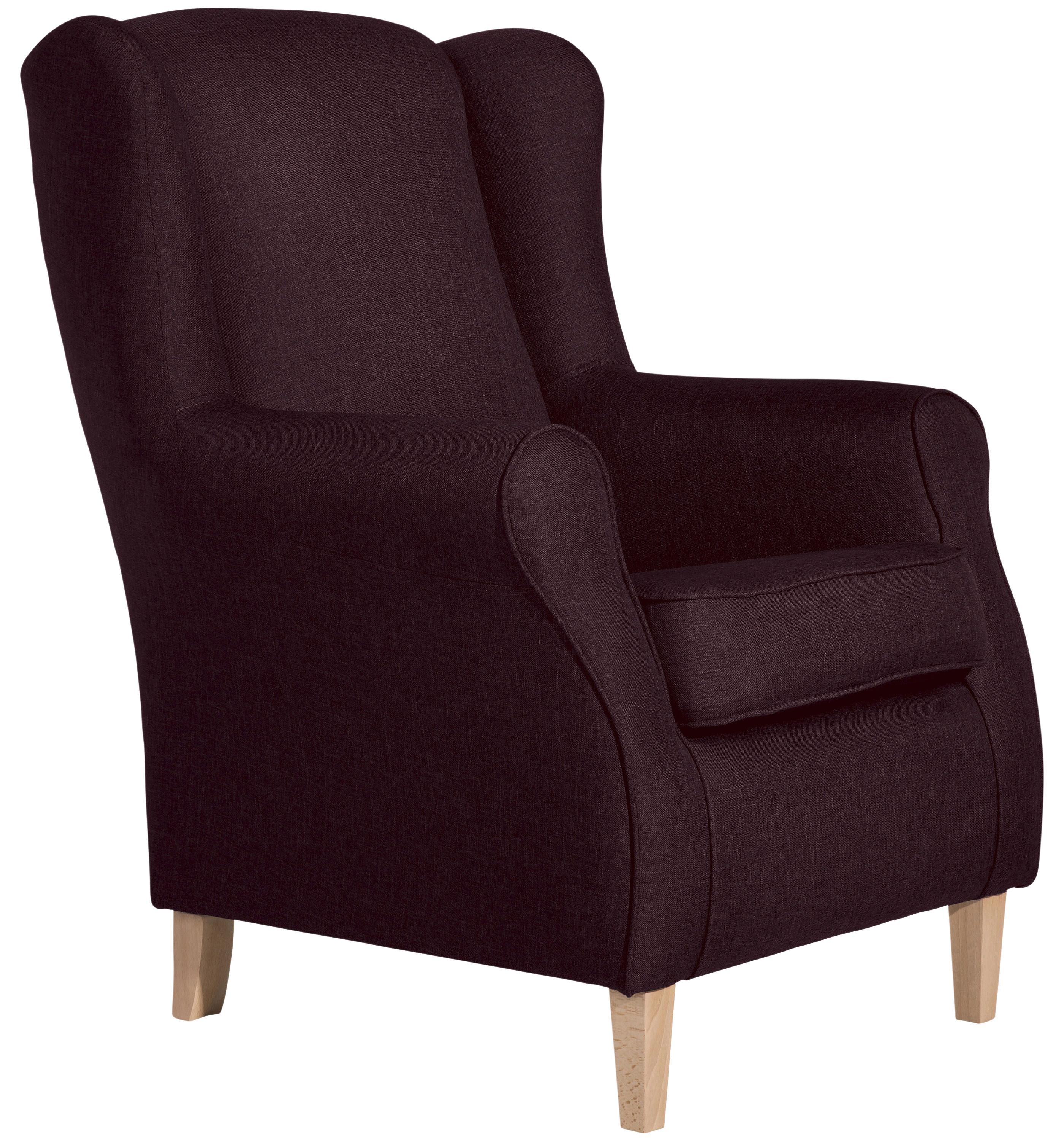 Ohrensessel Lorris Dunkelrot Flachgewebe - Buchefarben/Dunkelrot, Design, Holz/Textil (77/103/86cm) - Max Winzer