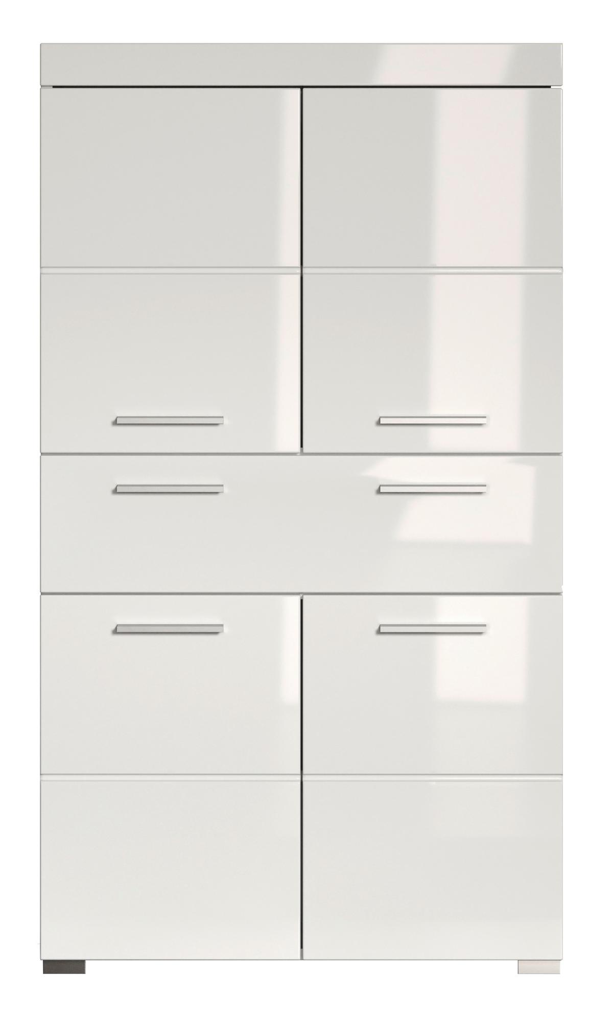 SZAFKA DOLNA AMANDA - kolor srebrny/biały, Modern, materiał drewnopochodny/tworzywo sztuczne (73/130/31cm) - MID.YOU