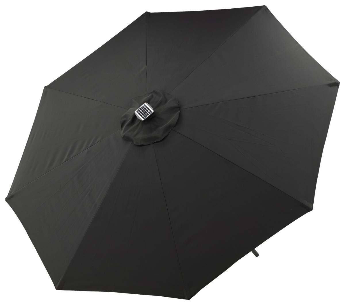 Sonnenschirm Sabal m. LED ca. 270x241 cm Schwarz Solar - Schwarz, KONVENTIONELL (270/241/270cm) - Gardenson