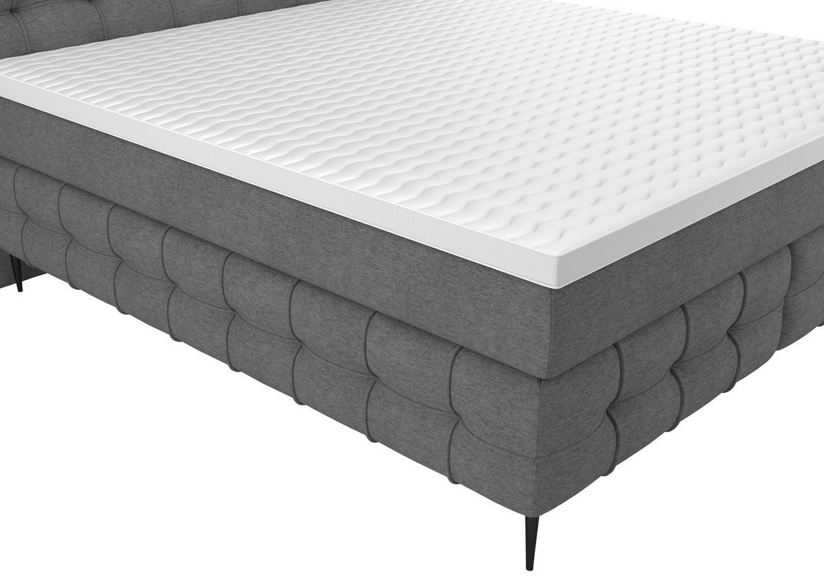 Boxspring Krevet Scarlett - siva/crna, Konvencionalno, drvni materijal/drvo (160/200cm) - Premium Living