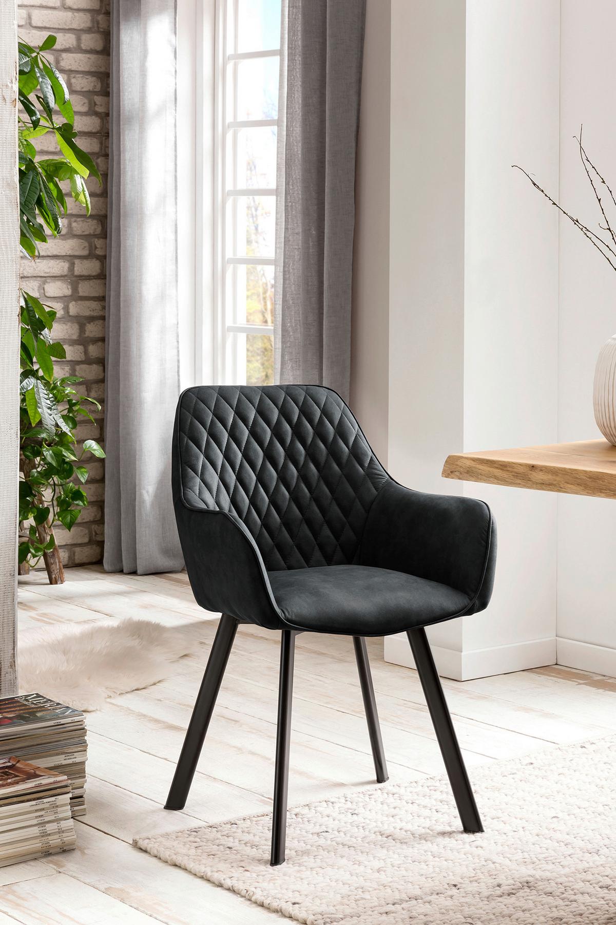 Set Naslanjačev Mira, Antracit, 2-Delni - črna/antracit, Moderno, kovina/tekstil (56,5/83/63cm) - Livetastic