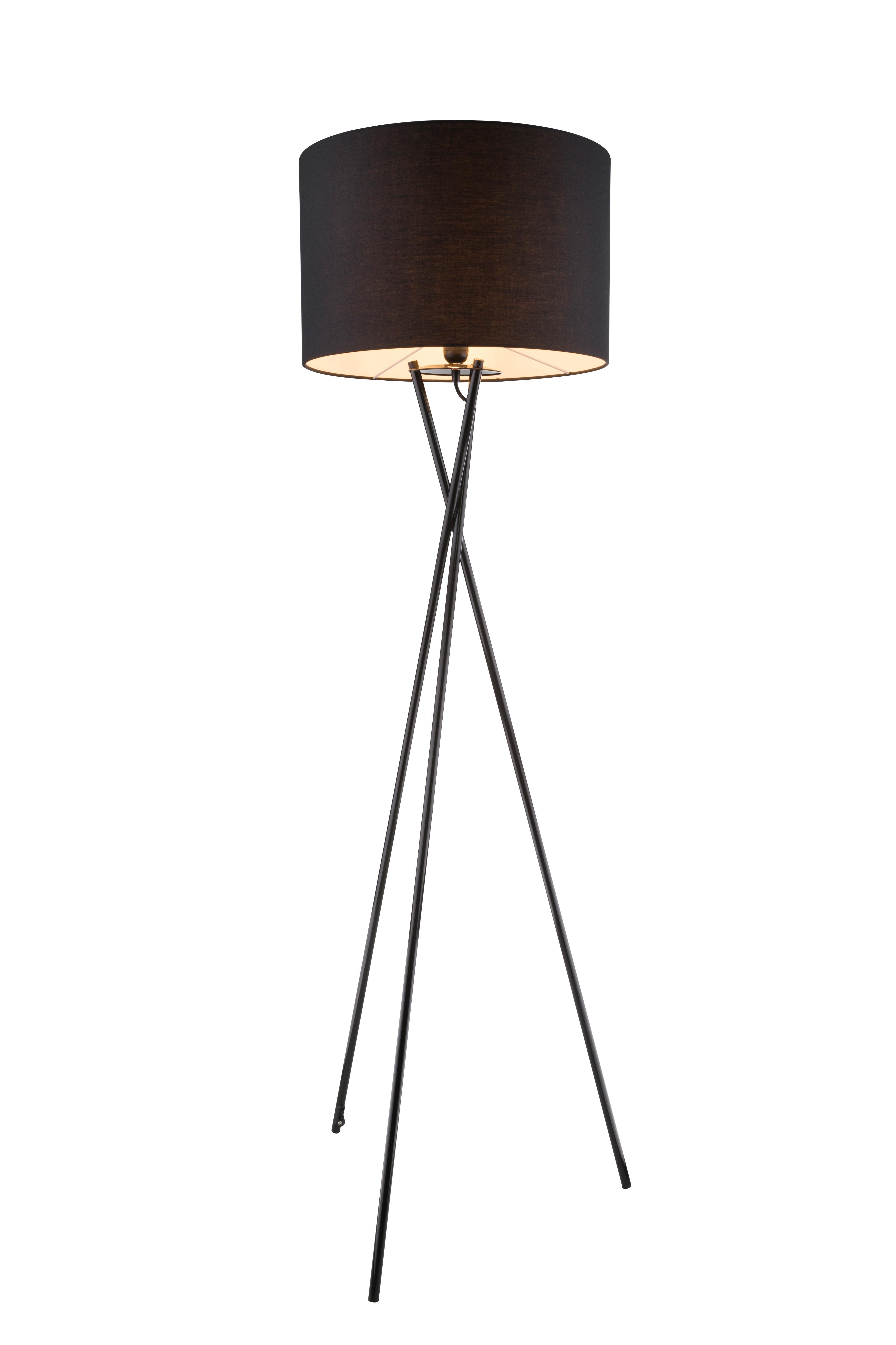 Stoječa Svetilka Gustav - črna, Trend, kovina/tekstil (62/160cm) - Globo
