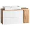 Waschtischkombi ''Varese'', Weiß/Eiche Wotan - Eiche Wotan/Weiß, MODERN, Keramik/Holzwerkstoff (105cm) - Held