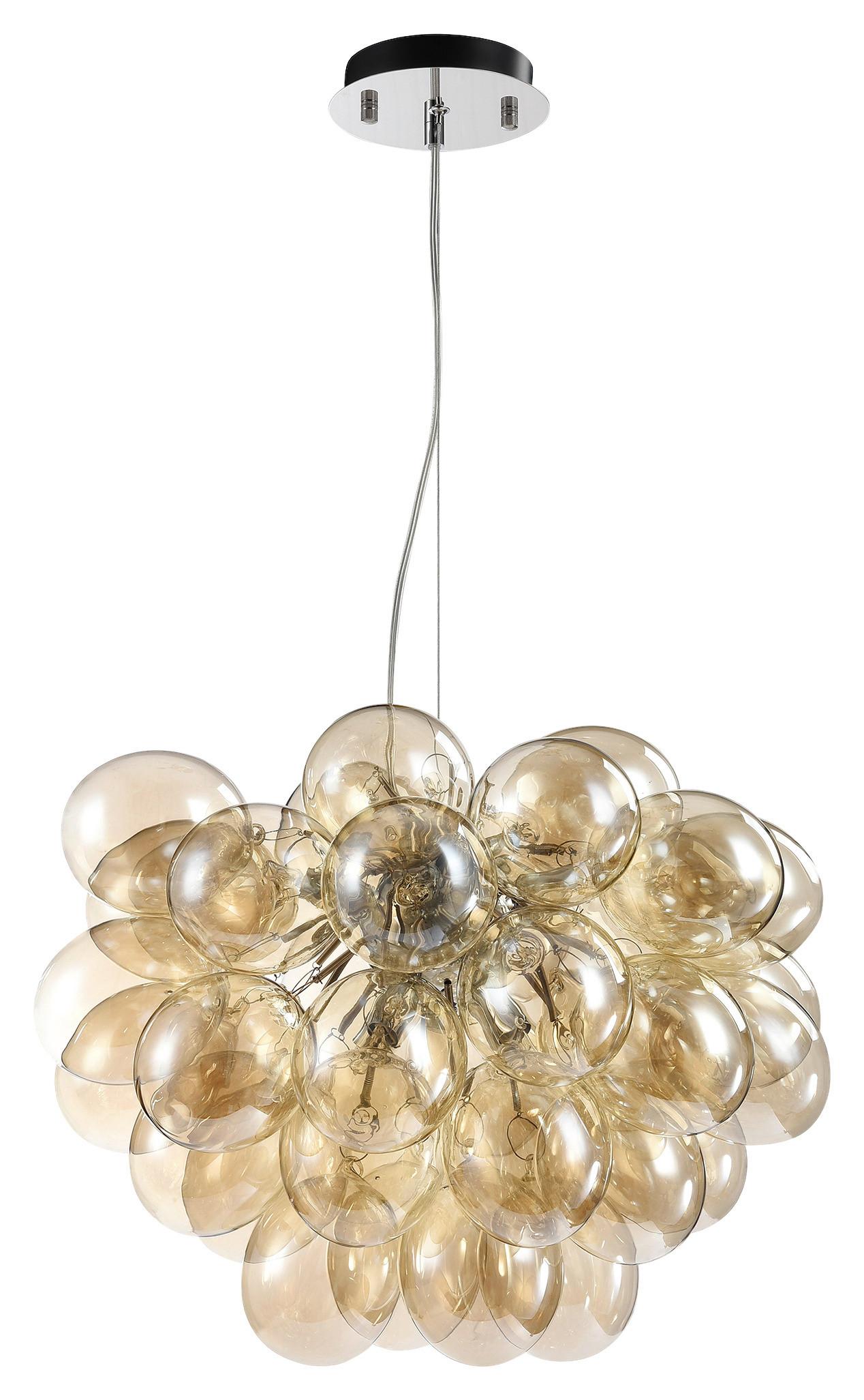 Pendelleuchte Balbo Nickel/Bernstein max. 28 Watt - Bernsteinfarben/Nickelfarben, Trend, Glas/Metall (50/40/50cm) - MAYTONI