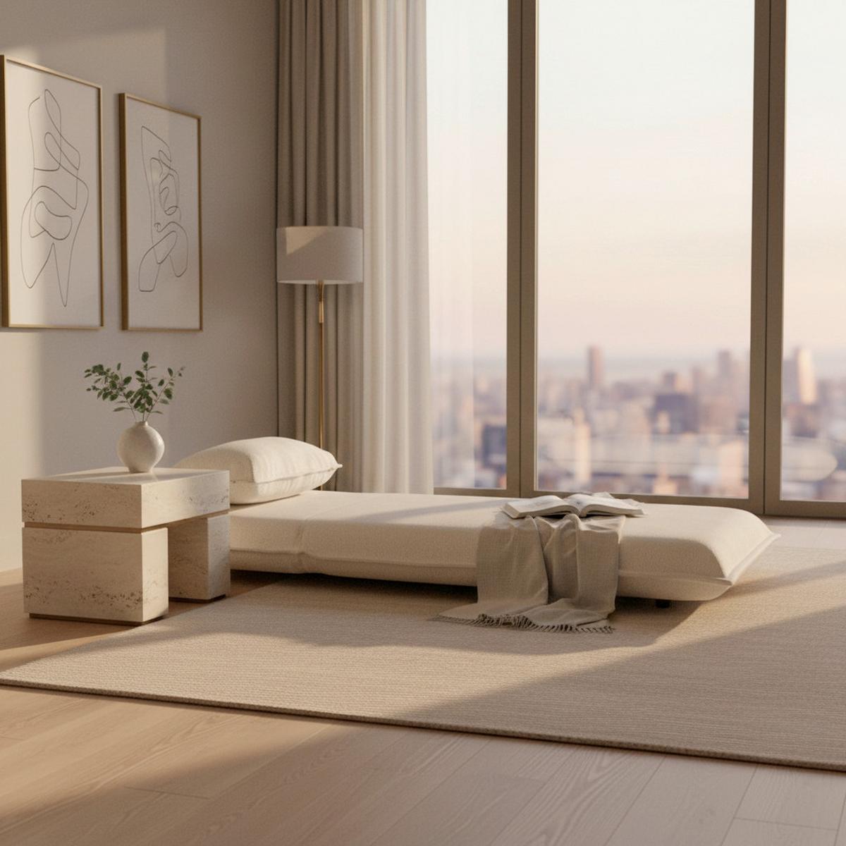 Schlafsessel Macy Weiß Bouclé - Weiß, MODERN, Textil/Metall (83/70/84cm) - Bessagi Home