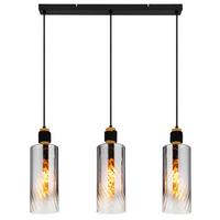 HÄNGELEUCHTE 15777-3H  OSBORNE - Klar/Schwarz, Design, Glas/Holz (68/12/150cm) - Globo