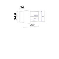 Küchenoberschrank in Lichtgrau glänzend - Schwarz/Grau, MODERN, Holzwerkstoff/Metall (80/54/32cm) - FlexWell