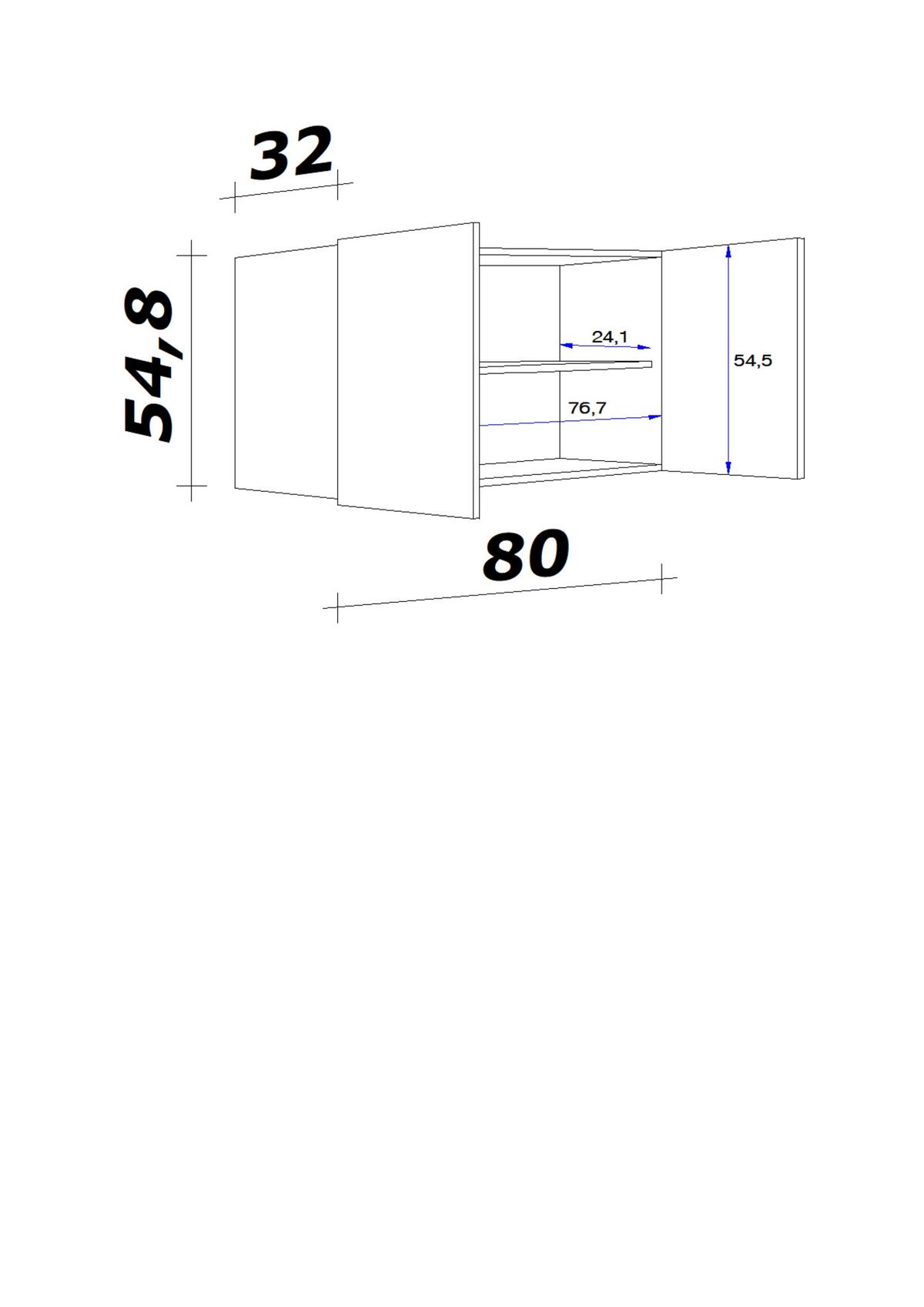 Küchenoberschrank Anthrazit/Eiche - Edelstahlfarben/Eichefarben, MODERN, Holzwerkstoff/Metall (80/54/32cm) - FlexWell