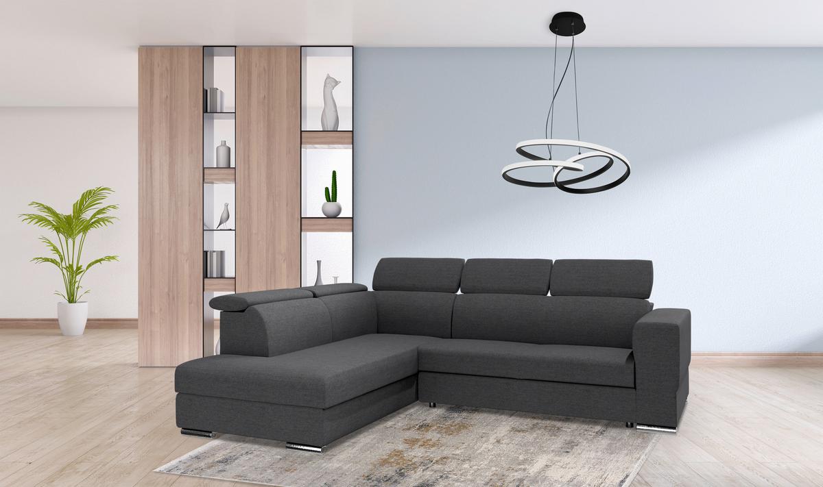 Sarokgarnitúra Antonio - sötétszürke, Modern, faalapú anyag/textil (203/103/260cm) - Modern Living