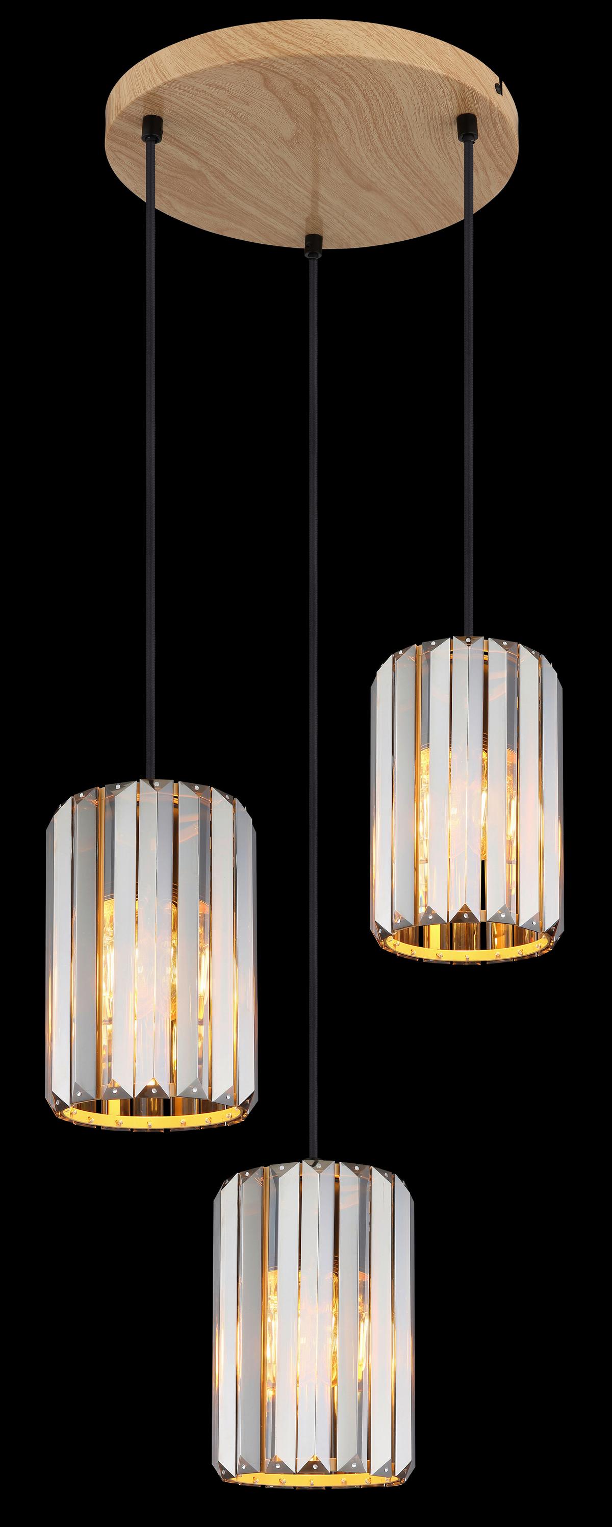 HÄNGELEUCHTE 30229346 RUN - Braun/Grau, Trend, Glas/Metall (35/120cm) - Globo