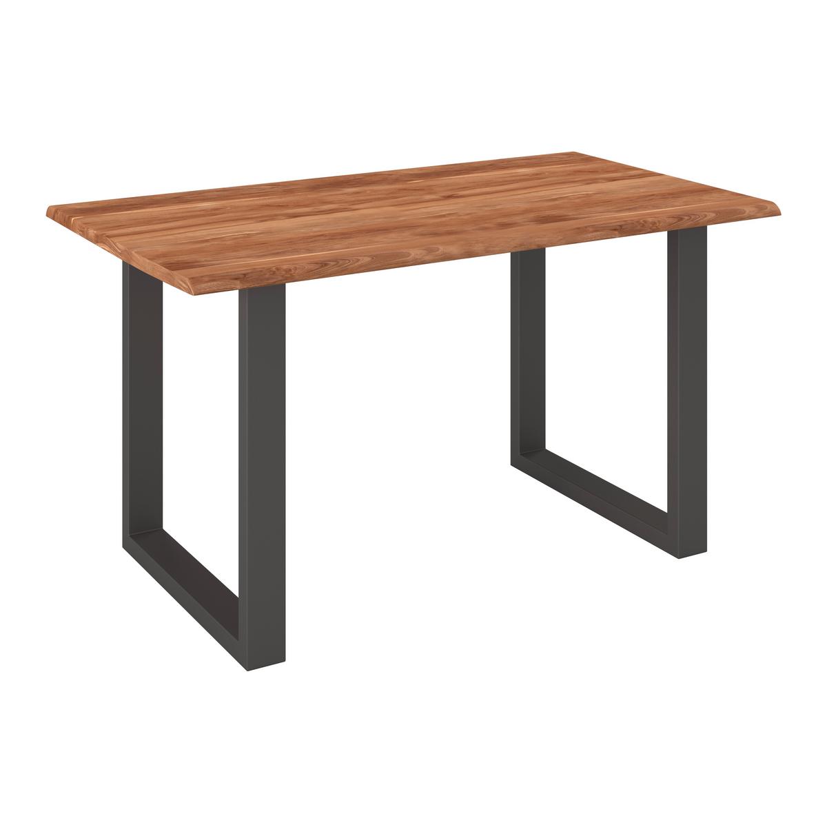 Esstisch Malmo in Holz Akazie massiv ca. 140x80x76 cm - Schwarz/Akaziefarben, MODERN, Holz/Metall (140/80/76cm) - Bessagi Home