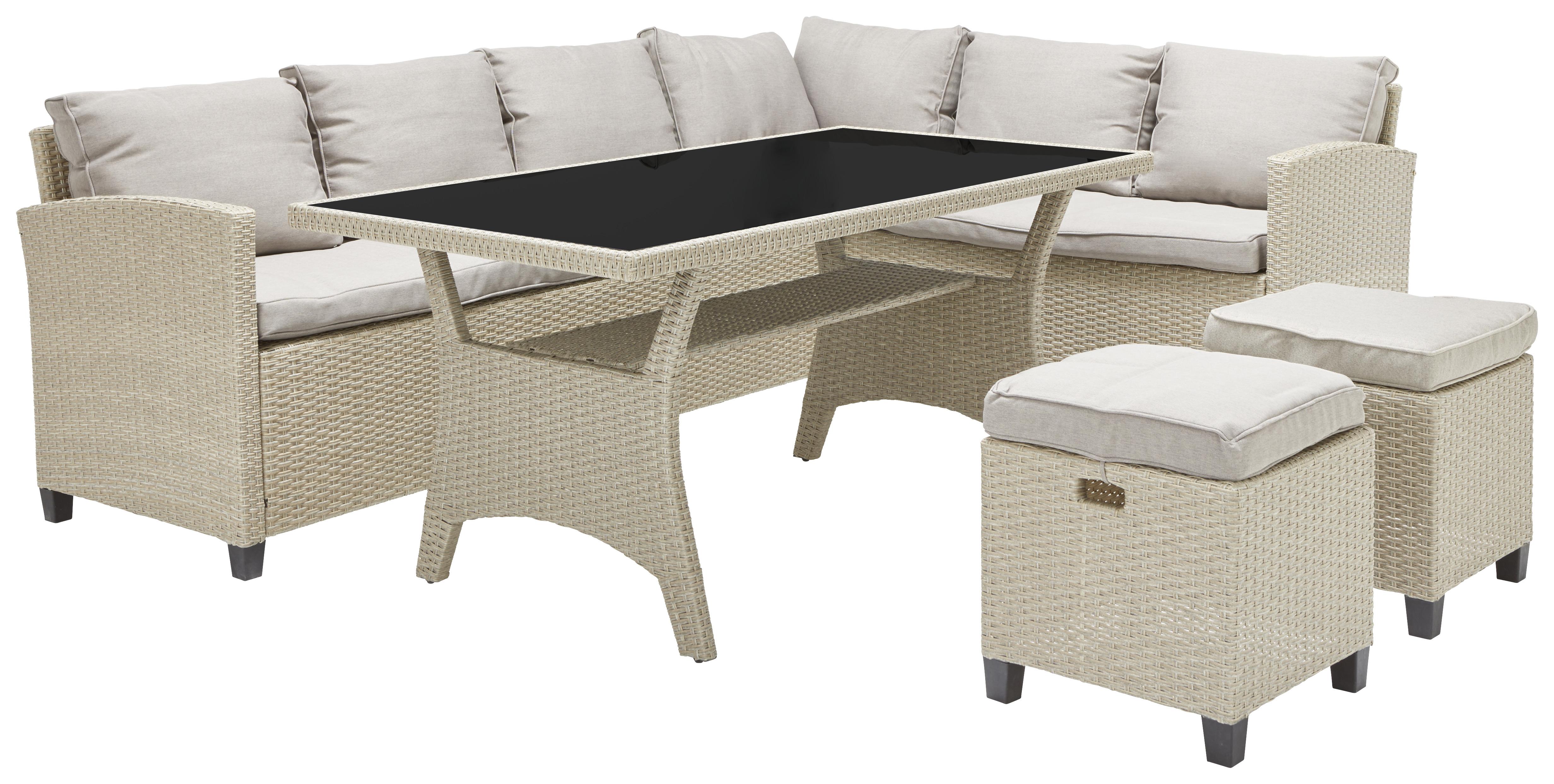 Loungegarnitur Liow 2 in Beige - Beige/Braun, Glas/Kunststoff (235/175cm) - Modern Living