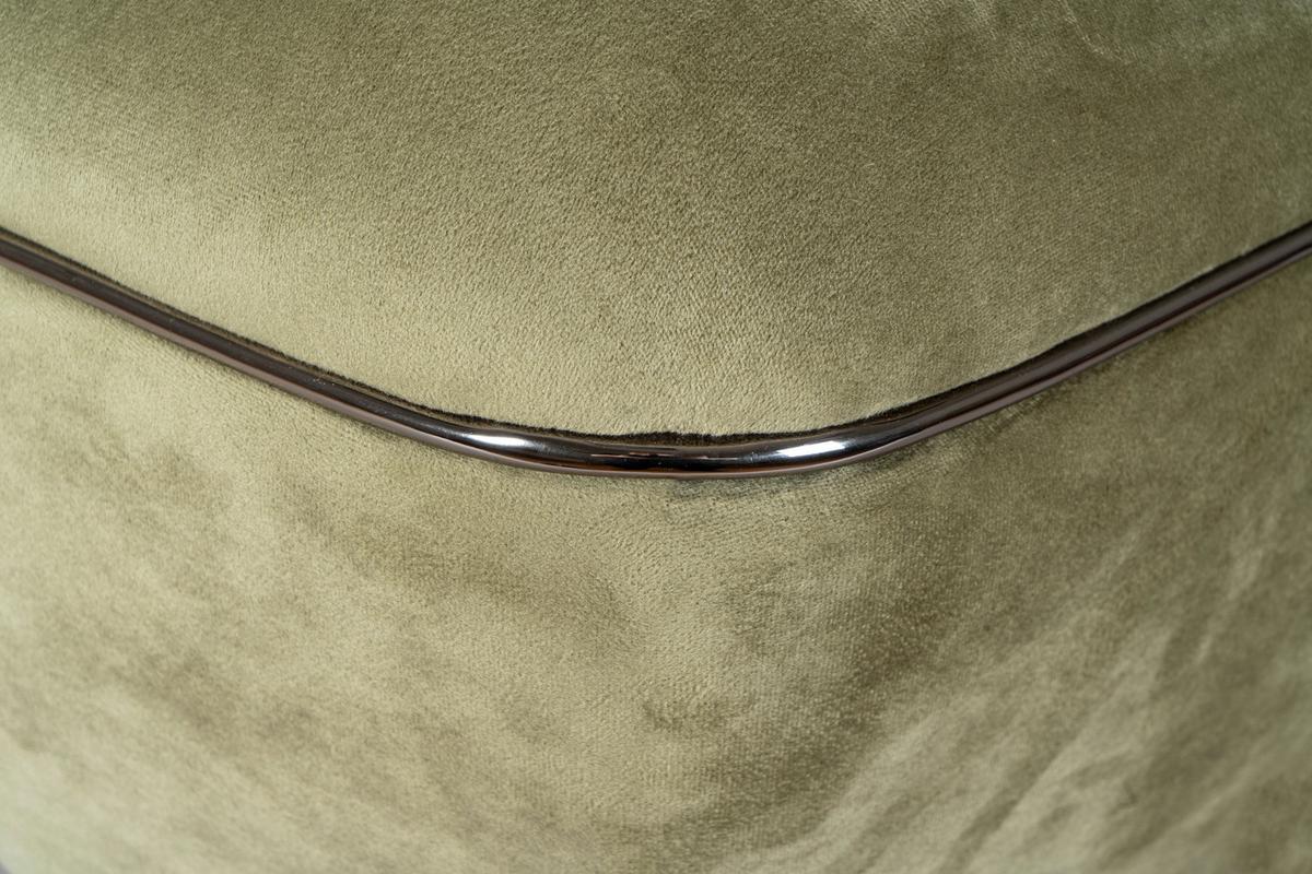 HOCKER CONTESSA 125 - Graphitfarben/Grün, Design, Textil/Metall (60/42,5cm) - Kayoom