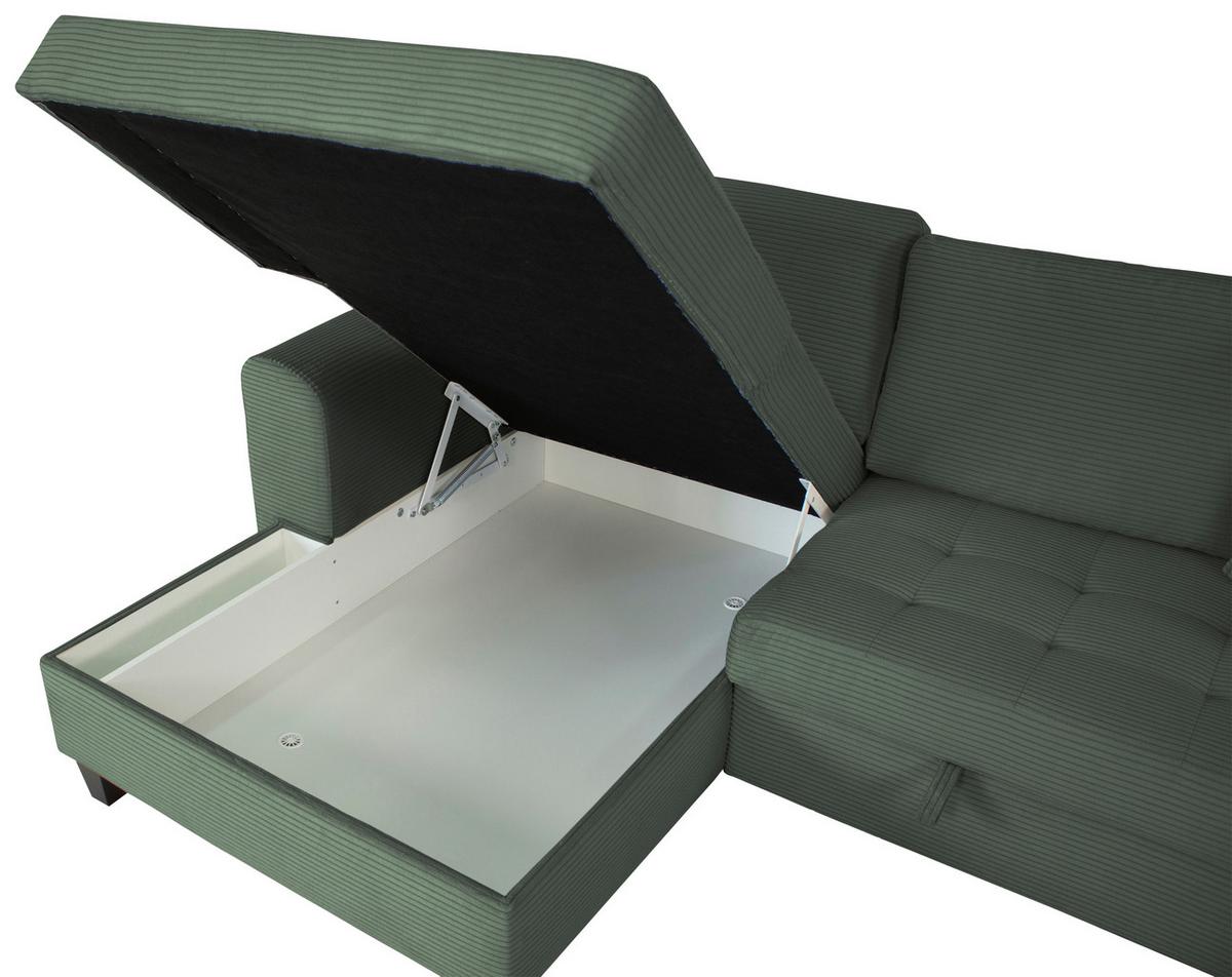 Kutna Garnitura Moritz - tamno zelena, Trend, tekstil (155/265cm) - Modern Living