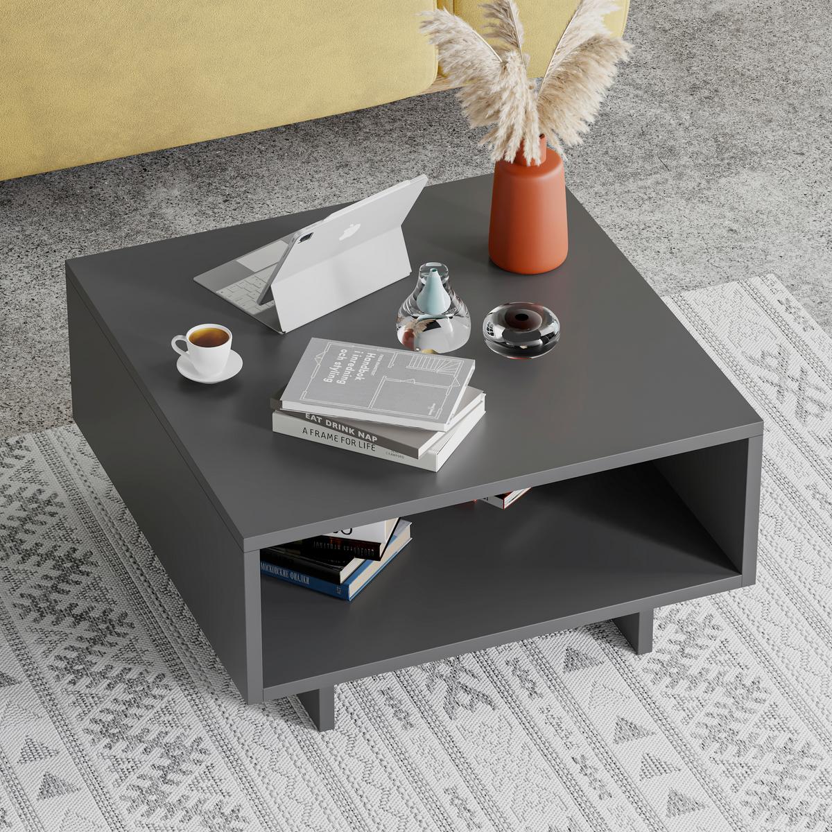 Couchtisch Hola ca. 60x32x60 cm Anthrazit - Anthrazit, Design, Holzwerkstoff (60/32/60cm) - Livetastic
