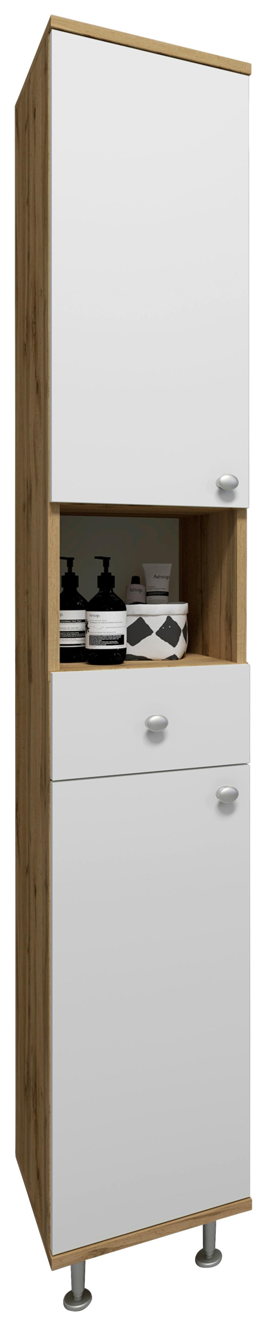 HOCHSCHRANK NILOSI - Honigeiche/Weiss, Modern, Holzwerkstoff/Kunststoff (30/185/31cm) - MID.YOU