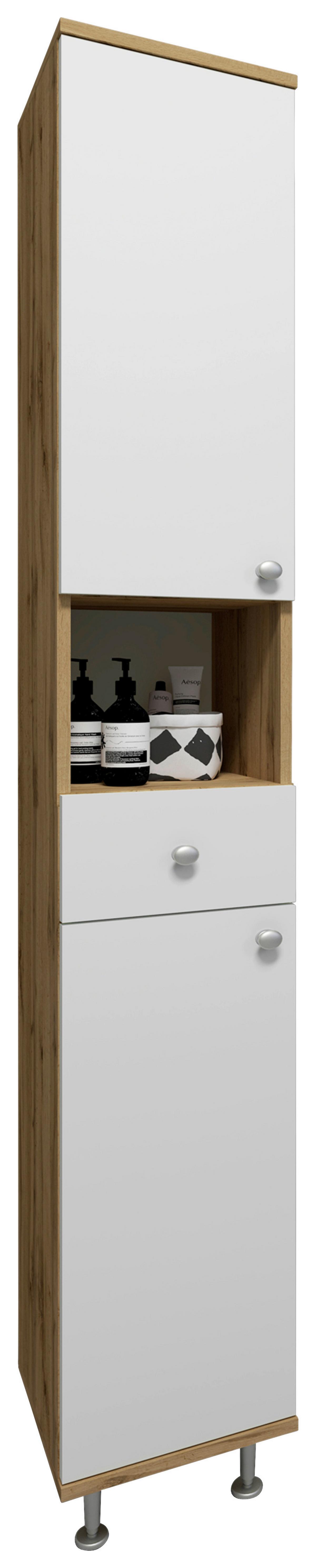 HOCHSCHRANK NILOSI - Honigeiche/Weiss, Modern, Holzwerkstoff/Kunststoff (30/185/31cm) - MID.YOU