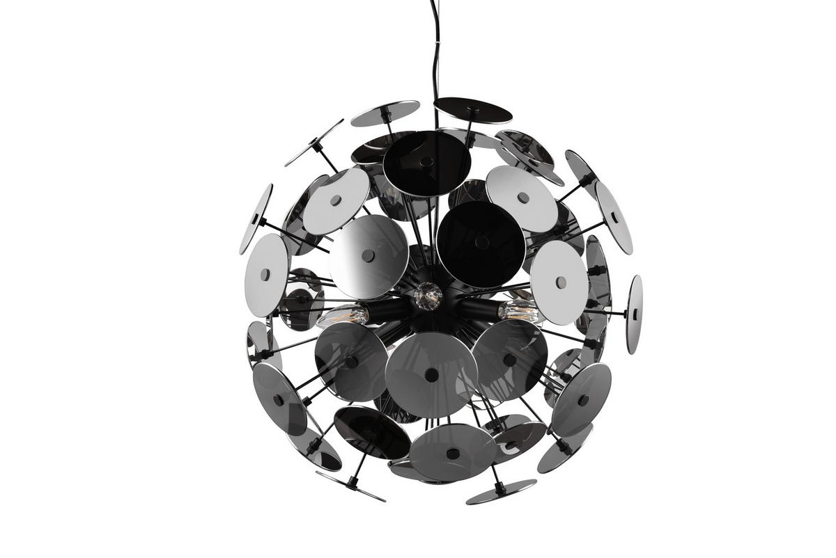 Pendelleuchte Discalgo in Schwarz/Chom max. 40 Watt - Chromfarben/Schwarz, Design, Glas/Metall (54/150cm) - Trio Leuchten