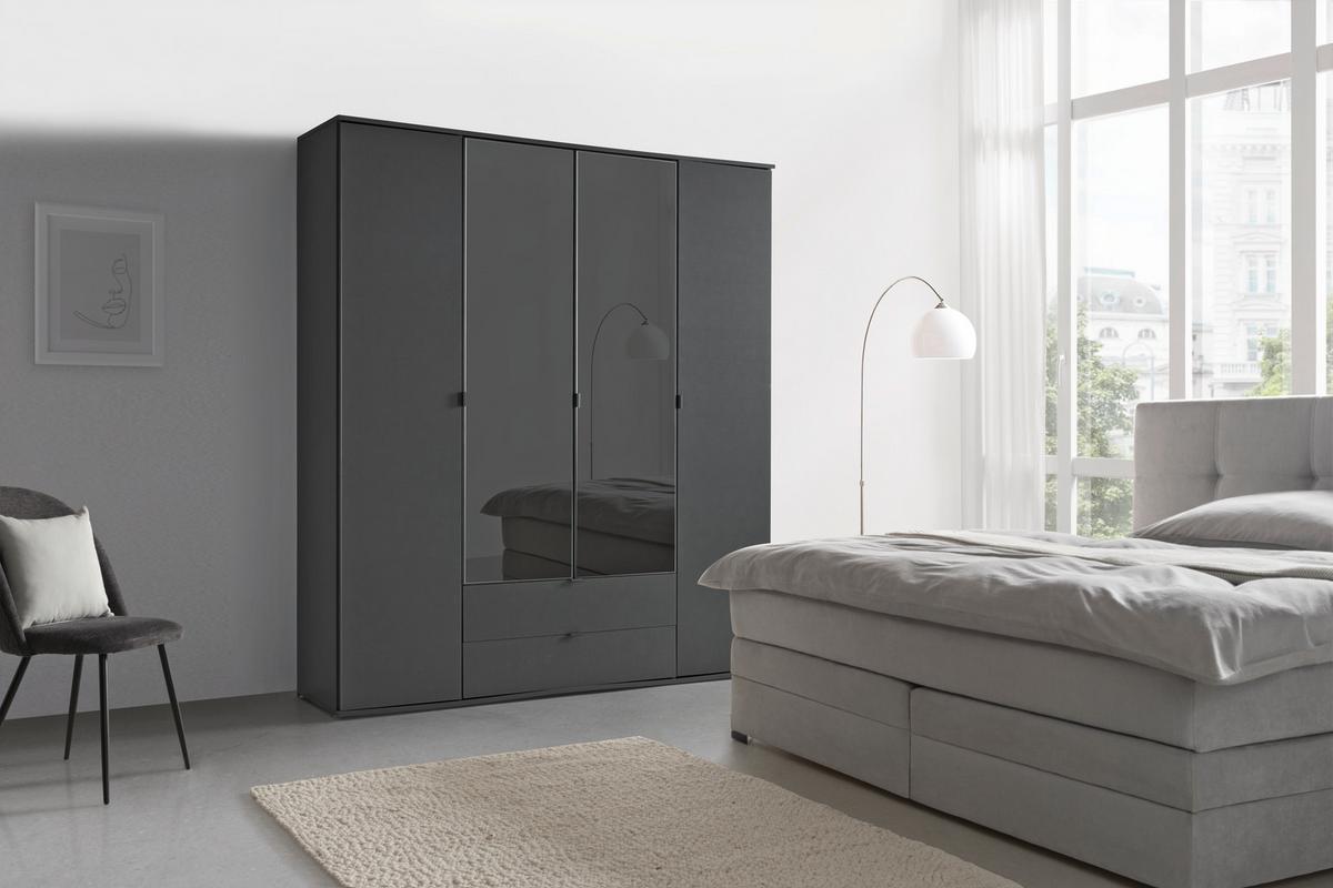 Drehtürenschrank Avila Grau - Grau, Konventionell, Glas/Holzwerkstoff (181/194/53cm) - Mömax