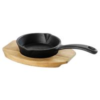 Servierpfanne Gourmet mit Brett aus Akazie - Schwarz/Naturfarben, KONVENTIONELL, Holz/Metall (22,5/14/4,5cm) - Mömax