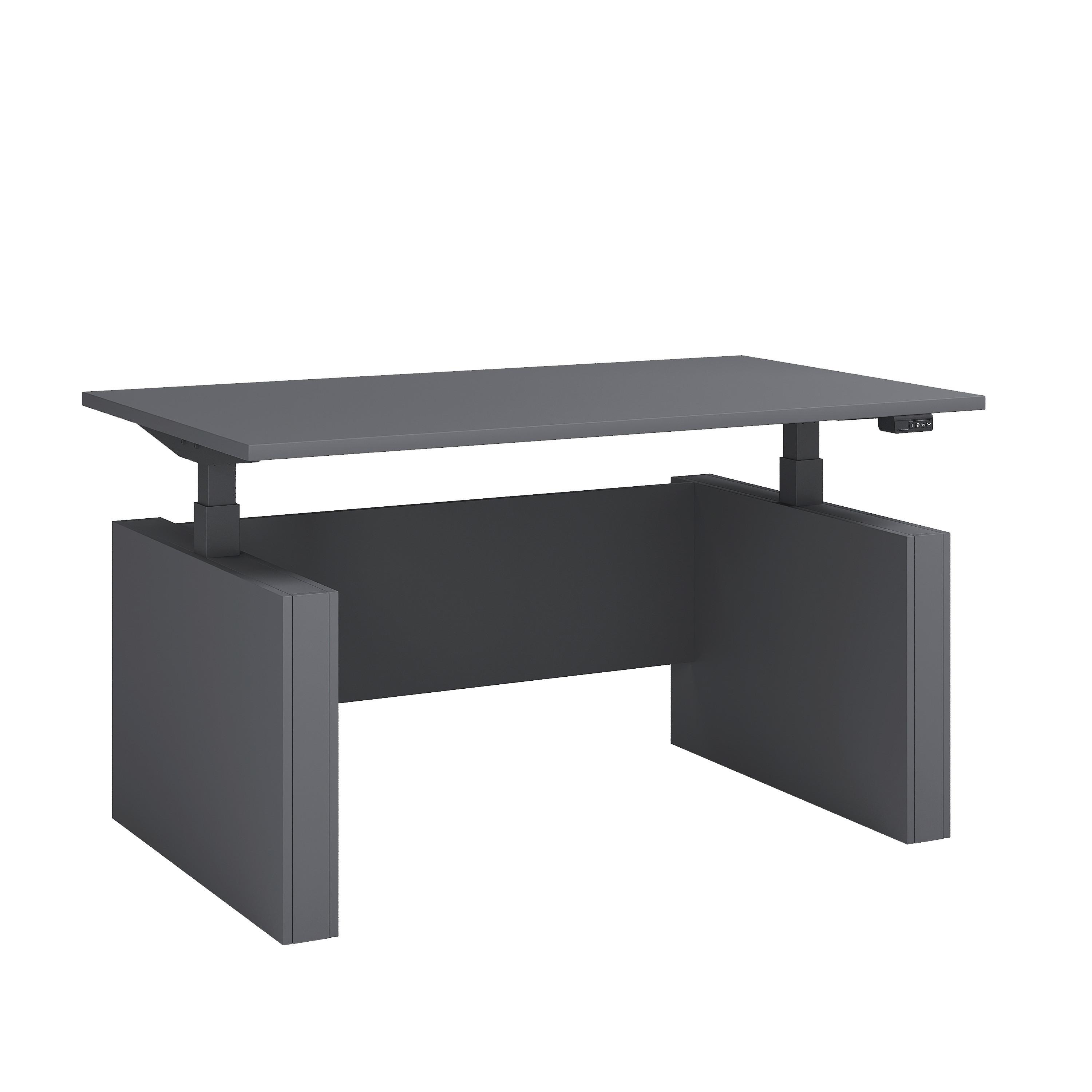 Schreibtisch E-Salia - Anthrazit/Schwarz, Konventionell, Holzwerkstoff/Metall (138/80/73-122cm) - MID.YOU