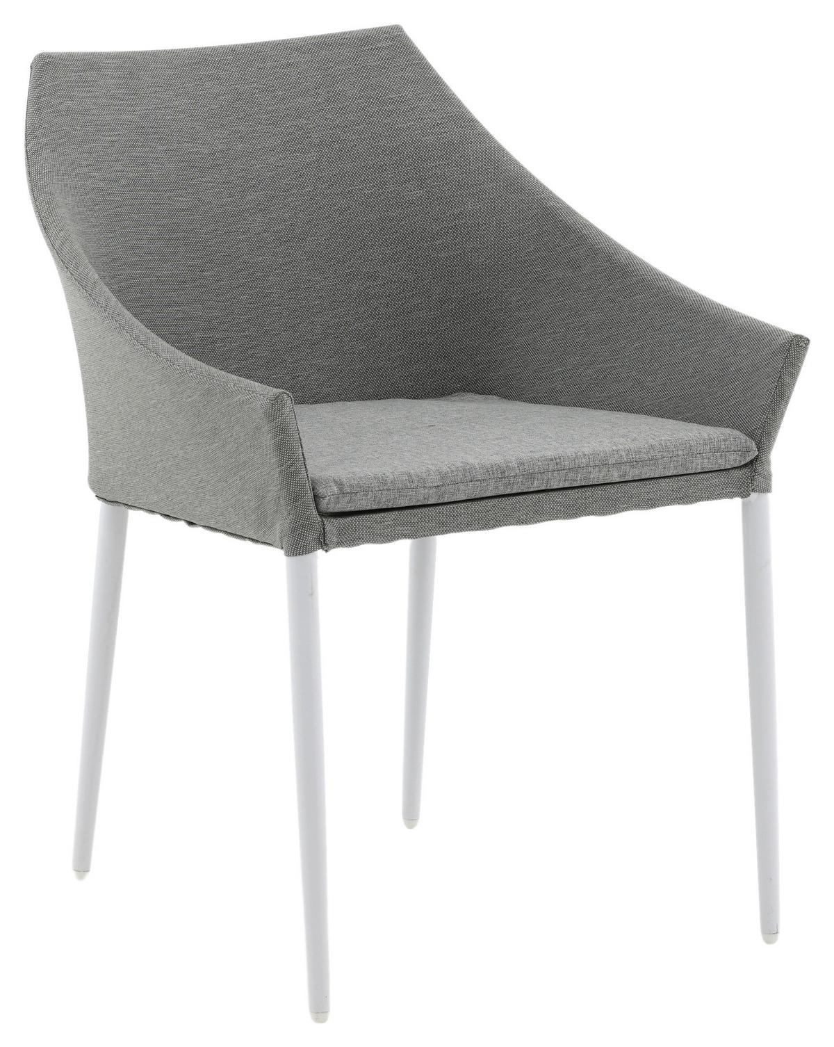 Gartenstuhl 2er-Set Spoga ca. 60x81x62 cm Grau/Weiß - Weiß/Grau, KONVENTIONELL, Textil/Metall (60/81/62cm) - Gardenson