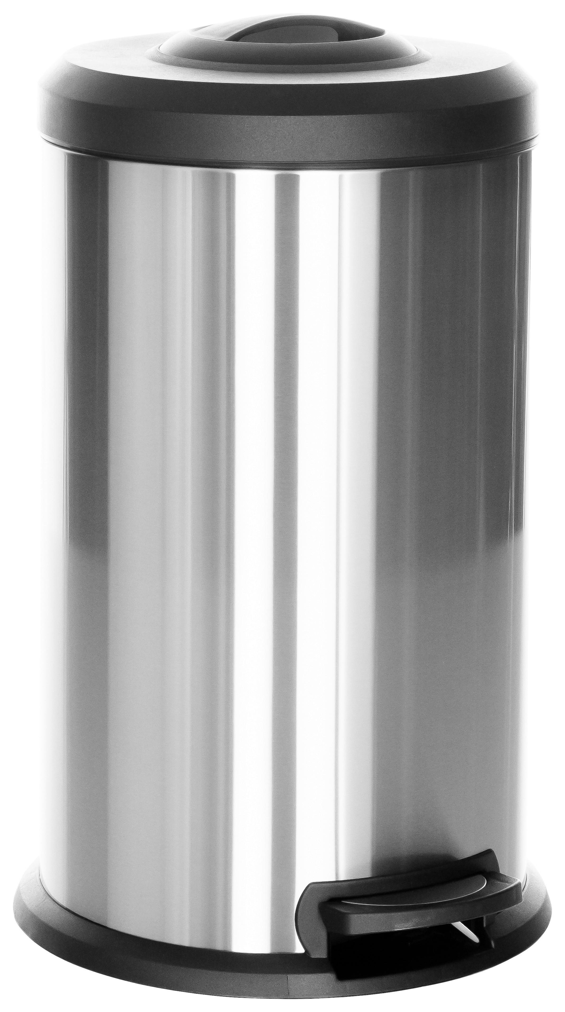 Koš Za Smeti Clean X, 40 L, Srebrna - srebrne barve/črna, Basics, kovina/umetna masa (38/62-96/38cm) - MID.YOU