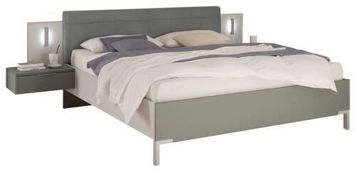 Set Kreveta I Noćnih Ormarića Modeste - boje kadulje/svijetlo siva, Moderno, drvni materijal (180/200cm)