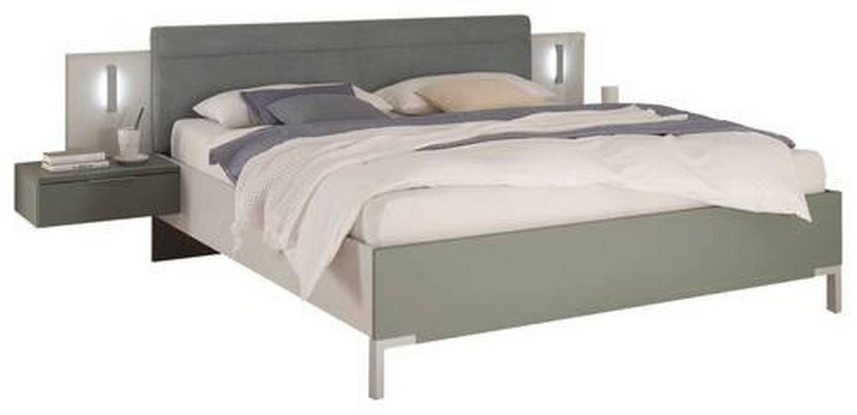 Set Kreveta I Noćnih Ormarića Modeste - boje kadulje/svijetlo siva, Moderno, drvni materijal (180/200cm)