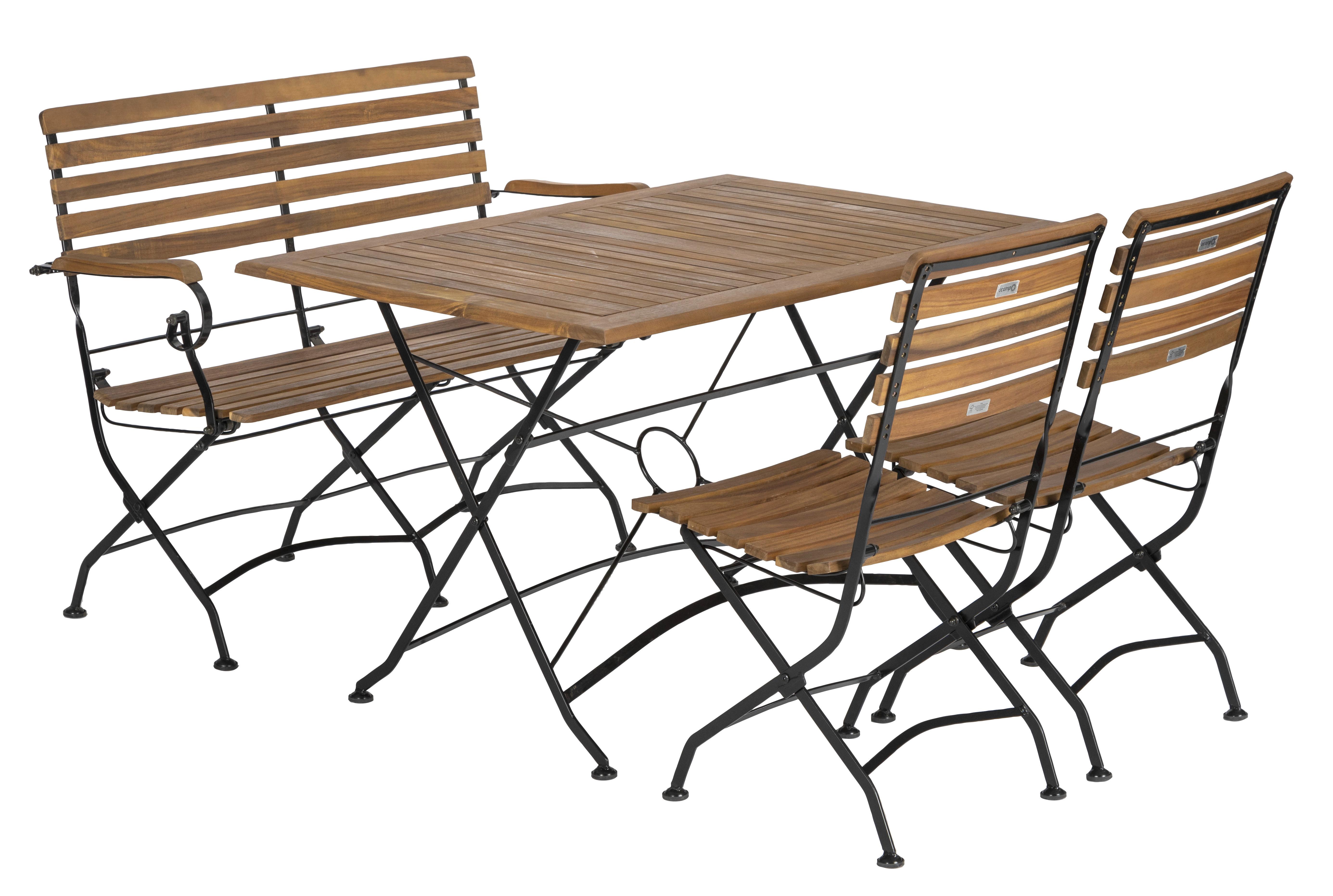 Gartengarnitur Lindau Akazienholz/Metall 4-tlg. - Anthrazit/Akaziefarben, Basics, Holz/Metall (120/75/80cm) - Gardenson