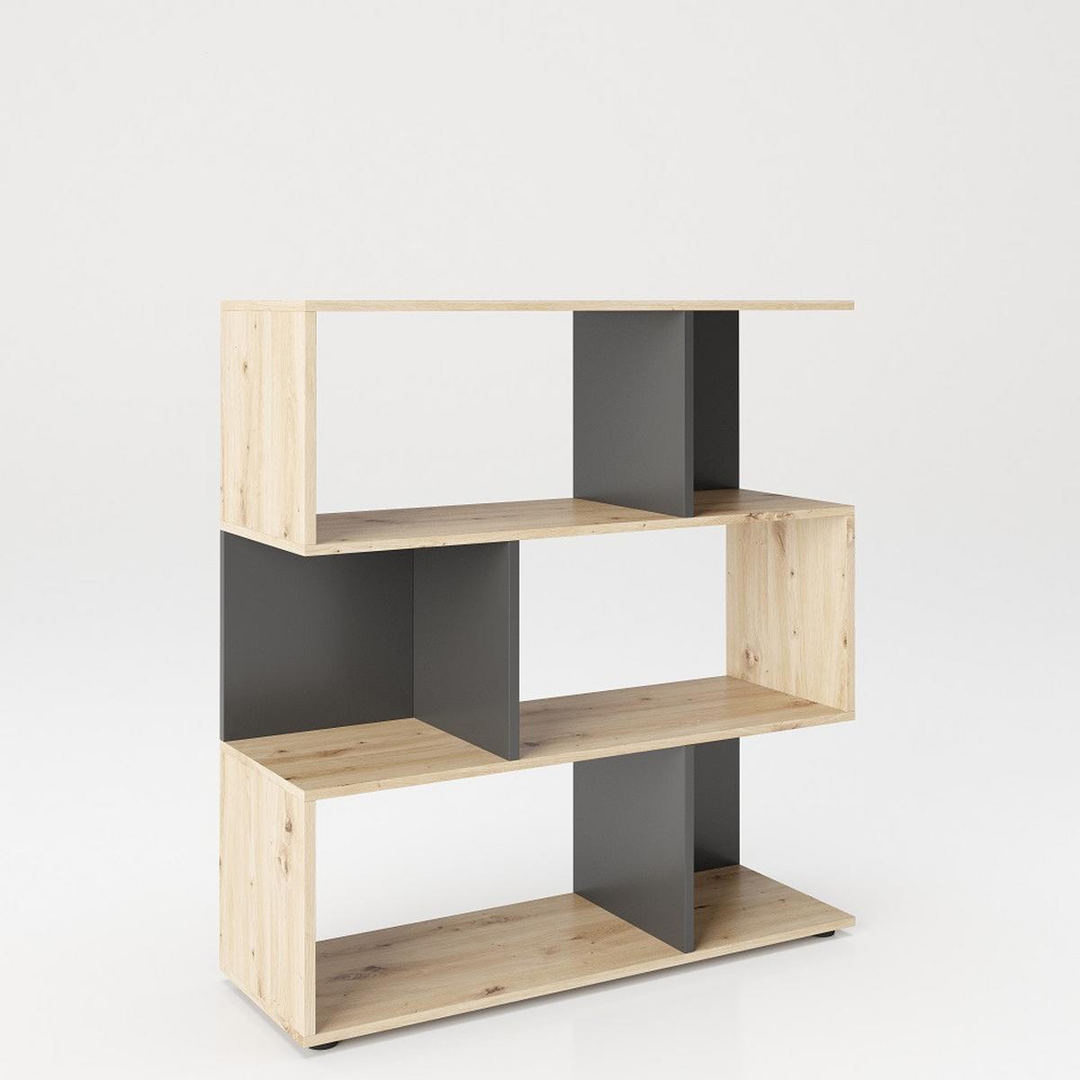 Regal Shelfy 6 Fächer ca. 103x110 cm Grau/Eiche - Eiche Artisan/Grau, MODERN, Holzwerkstoff (103/110/36cm) - MID.YOU