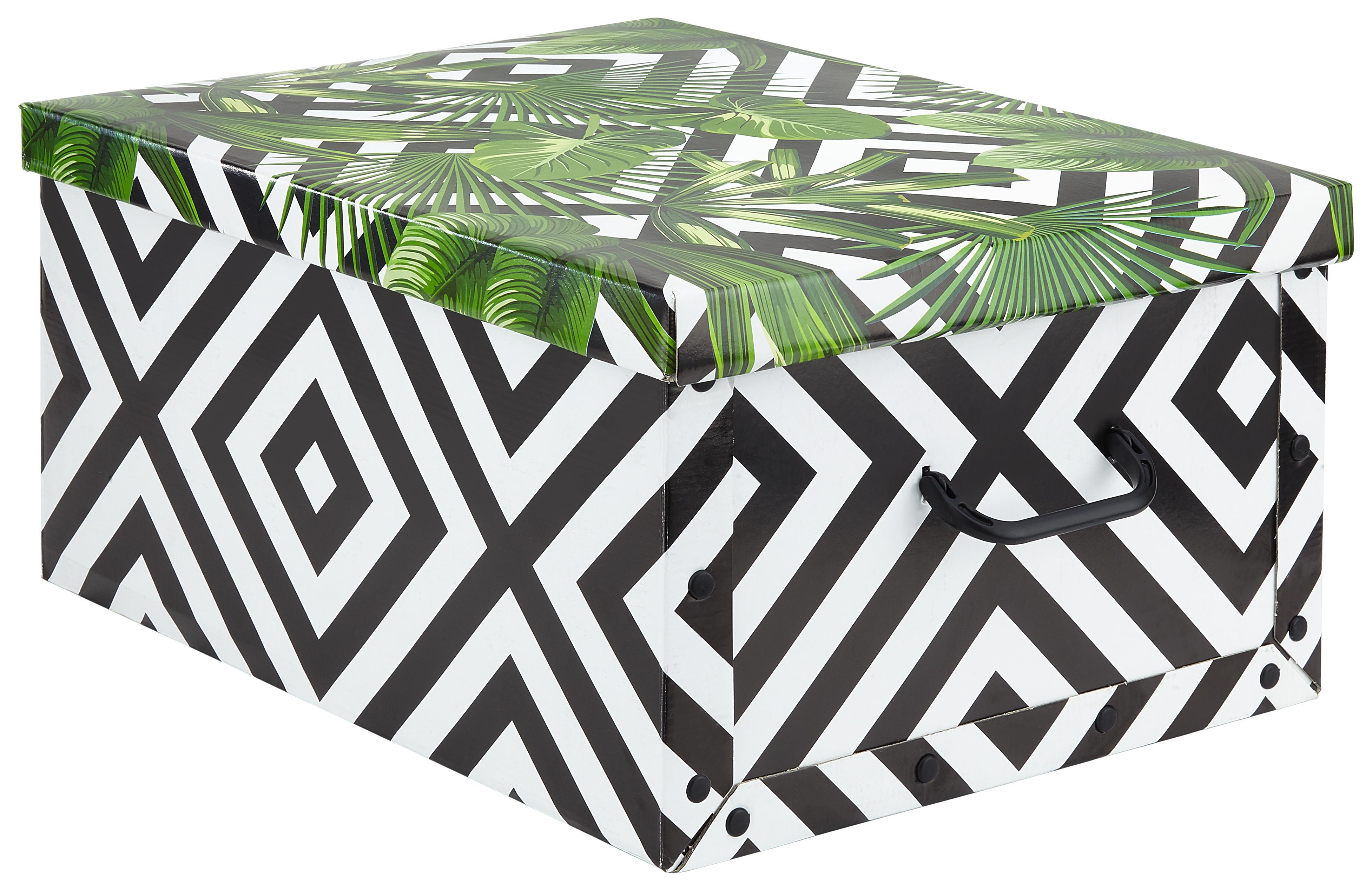 Box mit Deckel Foldy ca. 30l - Schwarz/Weiß, Karton/Kunststoff (55/40/25cm)