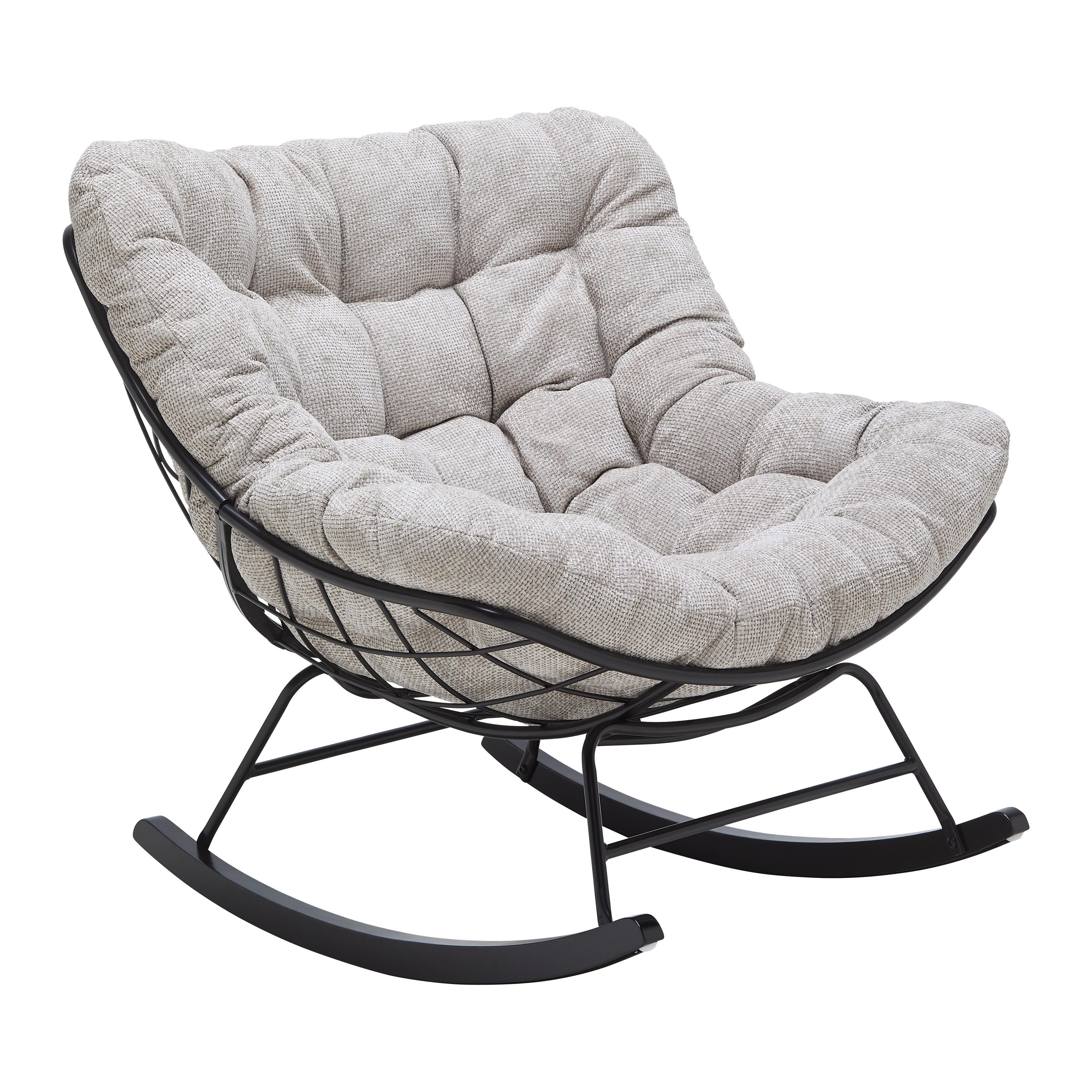 Schaukelstuhl Cloud Creme/Schwarz ca. 96x88x103cm - Creme/Schwarz, MODERN, Holz/Textil (96/88/103cm) - Mömax