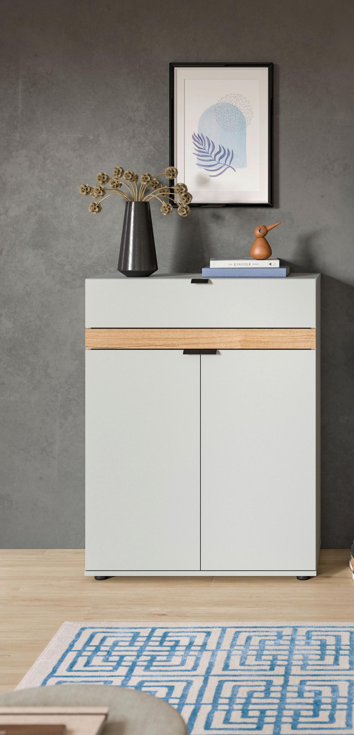 Omara Za Čevlje Naro, Siva, Barva Hrasta - črna/siva, Design, umetna masa/leseni material (75/98/37cm) - Livetastic