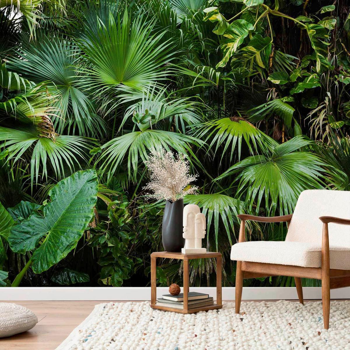 Fototapeta Sunny Jungle, 400x280cm - zelena/rjava, Trendi, tekstil (400/280cm) - artgeist