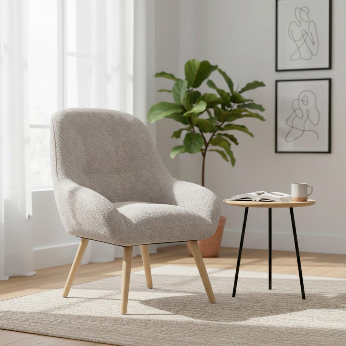 Fotel Maximilian - világosszürke, Modern, textil/fa (70/93/84cm) - Bessagi Home