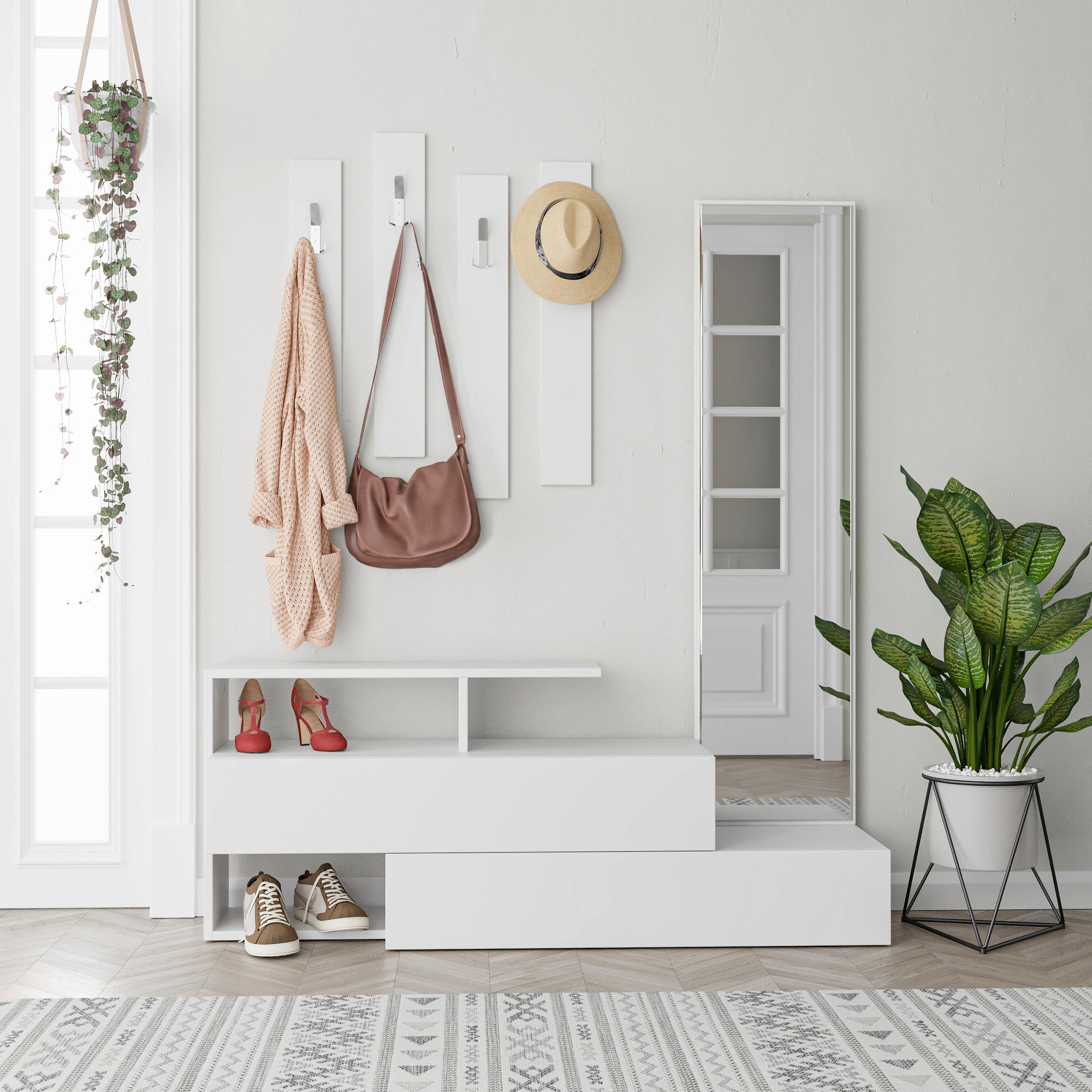 Garderobe Ramda ca. 137x154x35 cm Weiß - Weiß, Design, Holzwerkstoff (137/154/35cm) - Livetastic