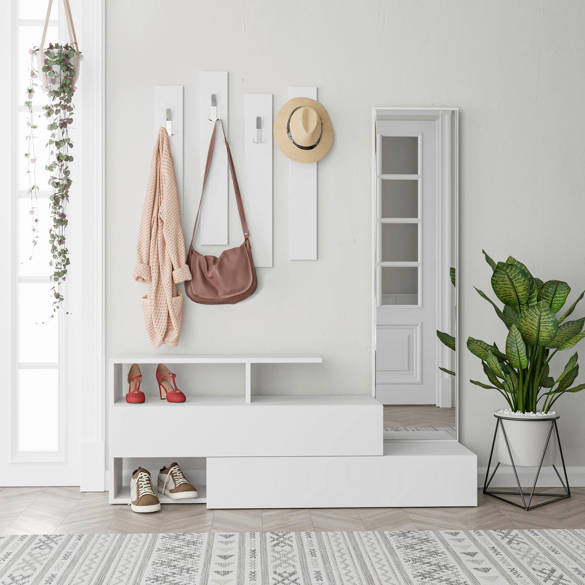 Garderobe Ramda ca. 137x154x35 cm Weiß - Weiß, Design, Holzwerkstoff (137/154/35cm) - Livetastic