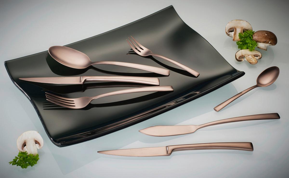 Besteckset Avelino Bronzefarben 42-teilig - Bronzefarben, Trend, Metall (22cm) - Echtwerk