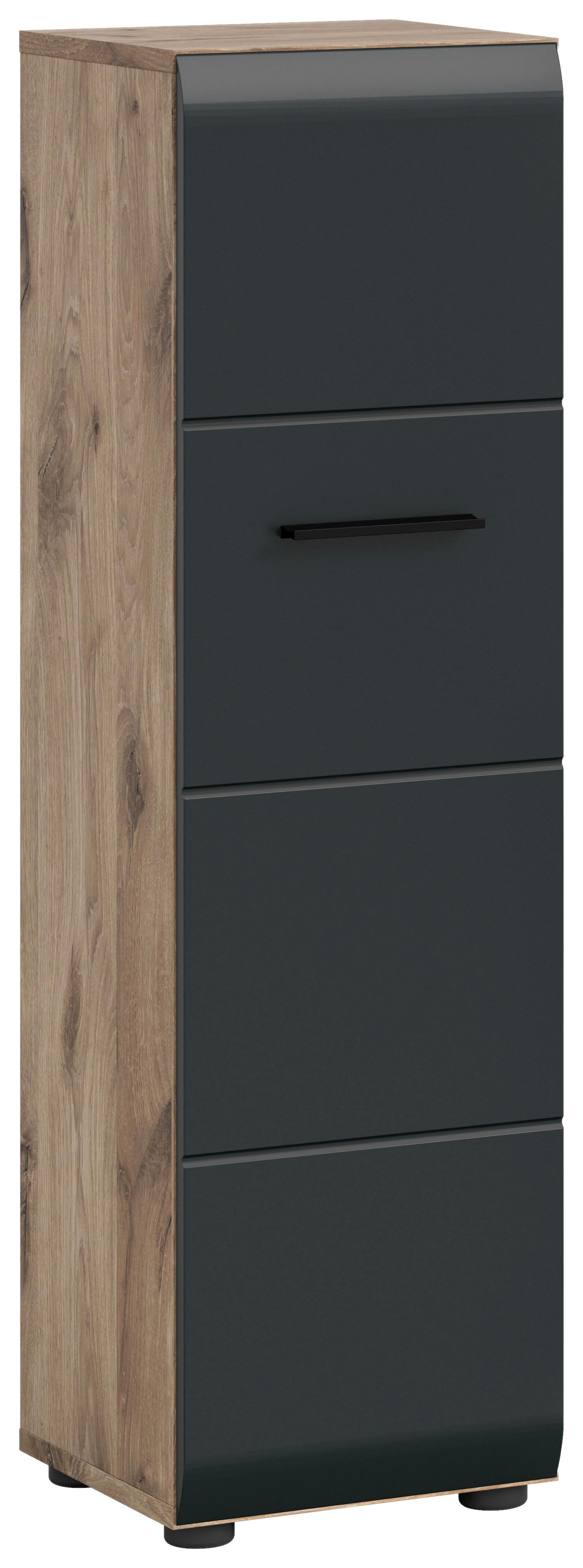 MIDISCHRANK ICE - Eiche dunkel/Schwarz, Basics, Holzwerkstoff/Kunststoff (30/106/30cm) - MID.YOU