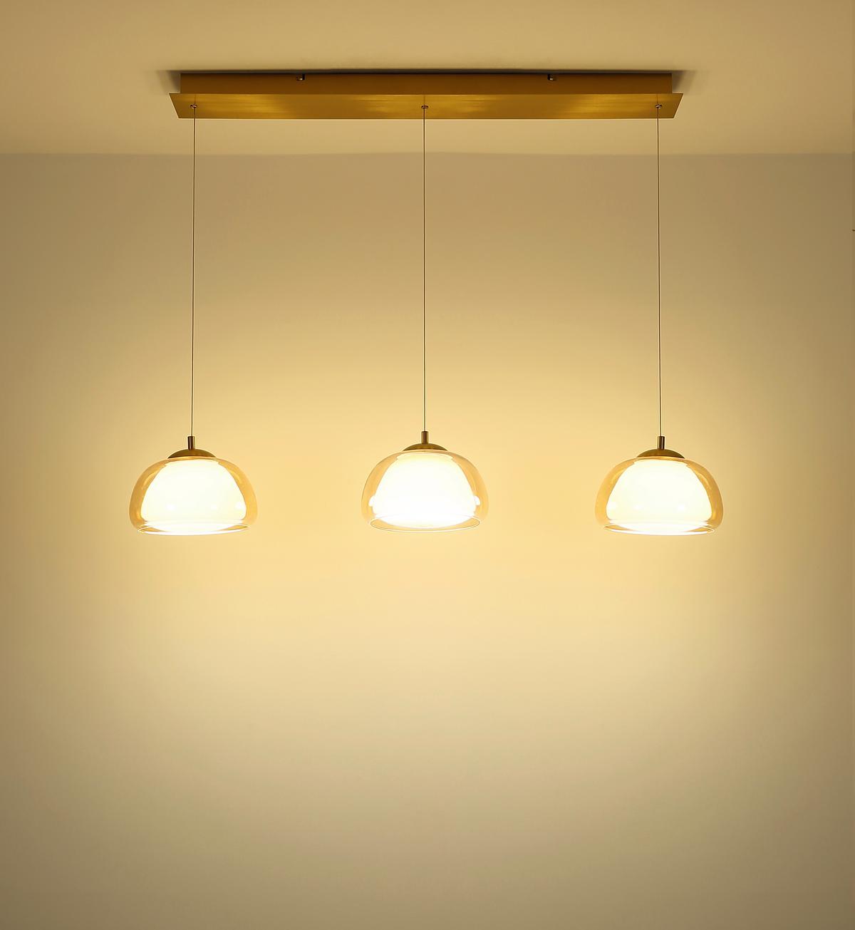 Led Viseća Svjetiljka Avila - bijela/zlatne boje, Design, staklo/metal (117/25/150cm) - Globo