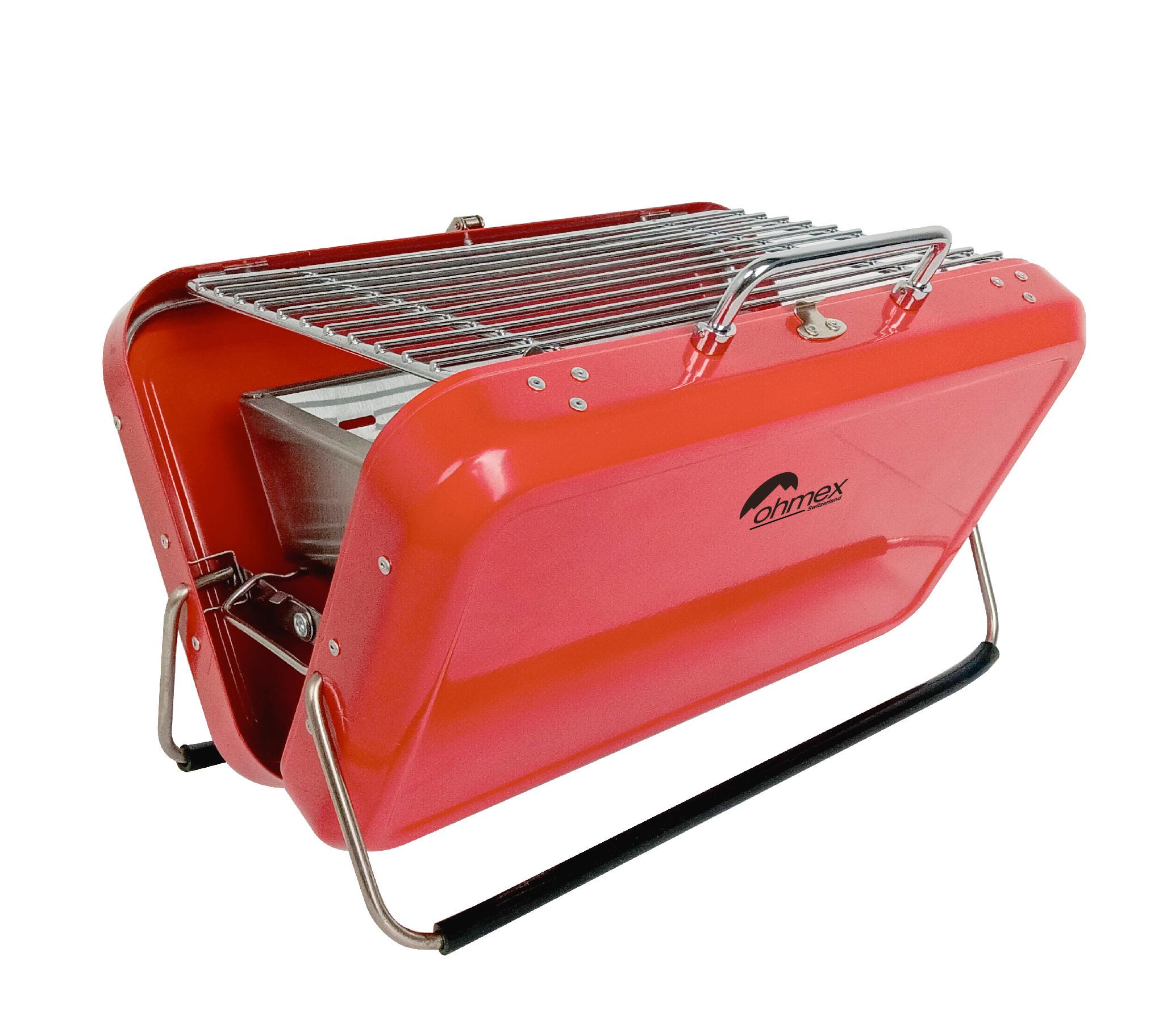 HOLZKOHLEGRILL OHM-BBQ-8815 - Rot, Metall (31.3/22.1/21cm)