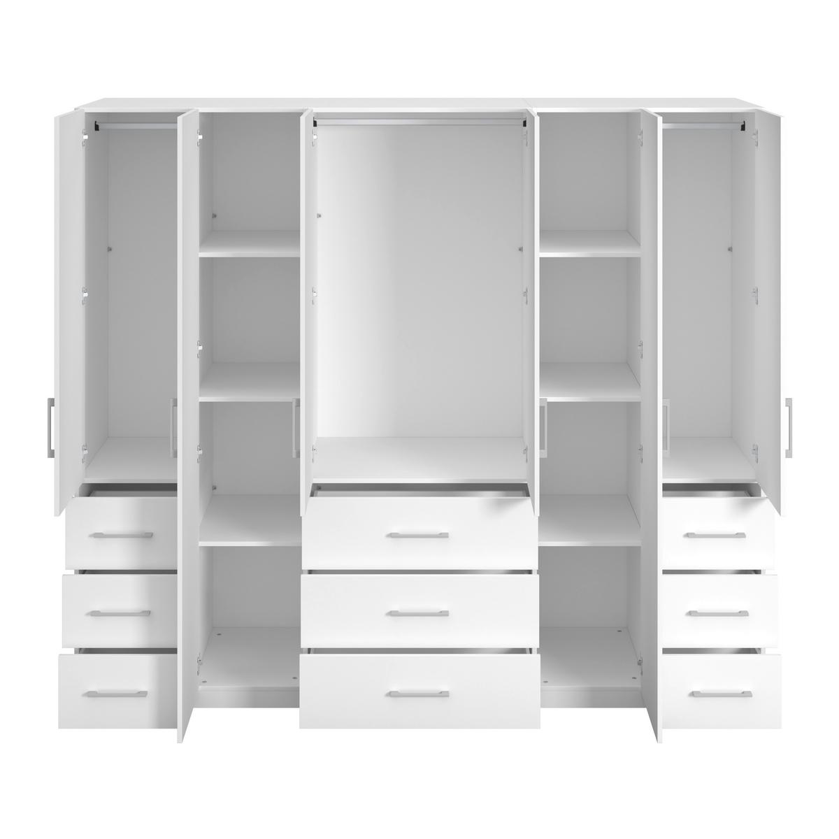 Drehtürenschrank Vivaldi -Exklusiv- - Weiss Hochglanz/Chromfarben, Konventionell, Holzwerkstoff/Metall (245/210/55cm) - Mömax